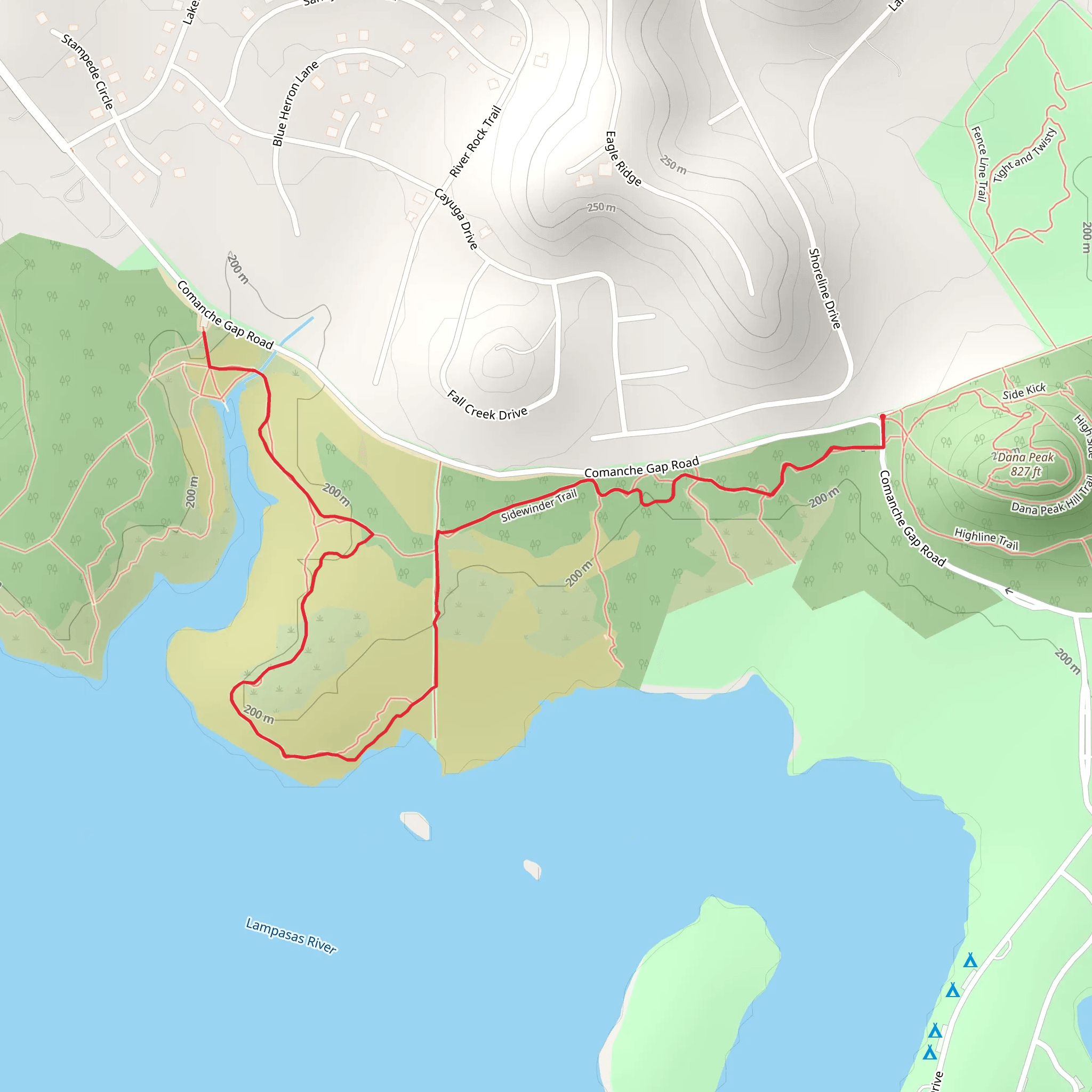 Sidewinder Trail - Dana Peak mobile static map