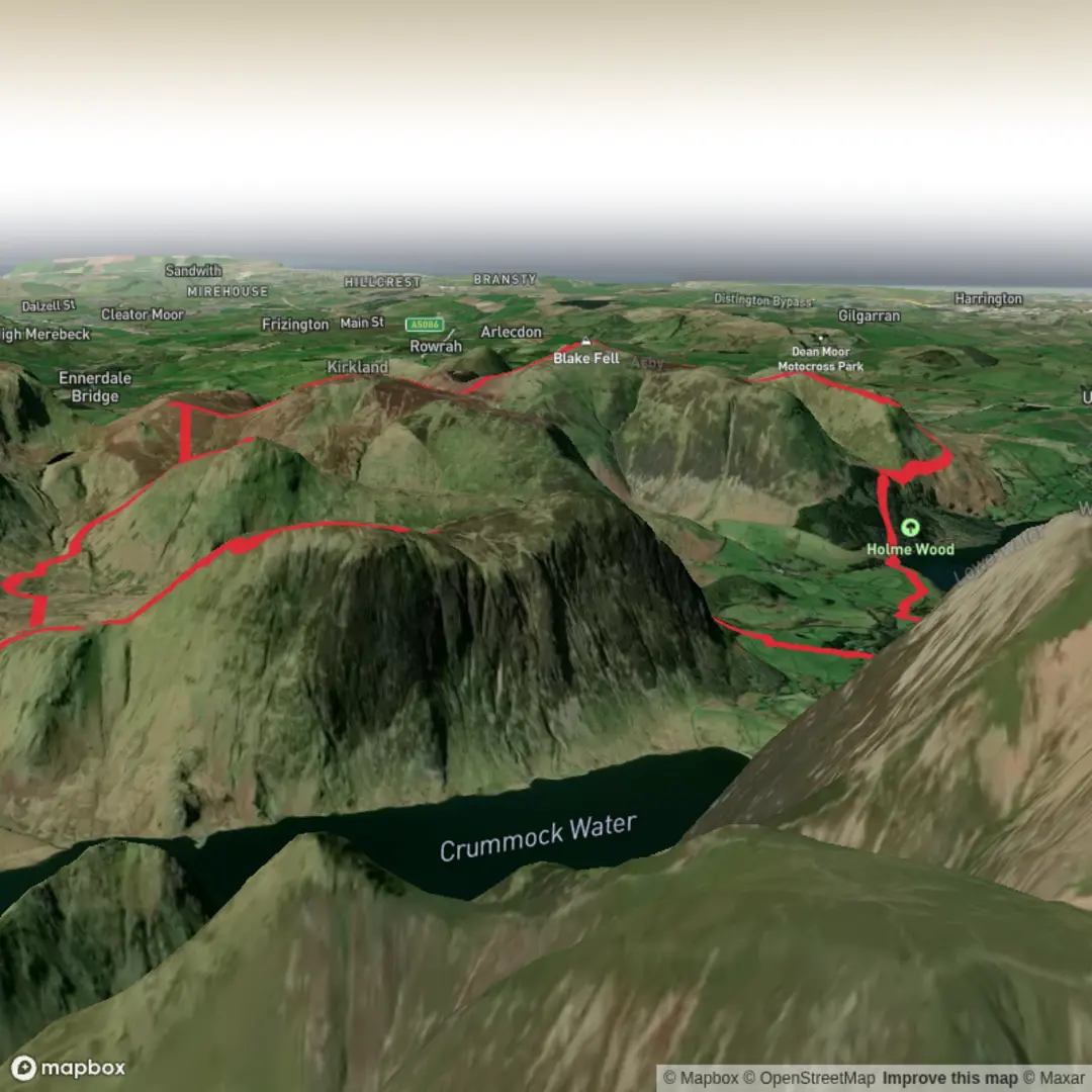 An image depicting the trail Mellbrake, Hen Comb, Banna Fell, Gavel fell, Blake fell and Burnbank fell and its surrounding area.