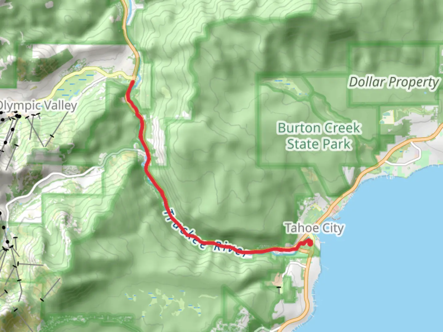 An image depicting the trail Truckee River Hike Trail and its surrounding area.