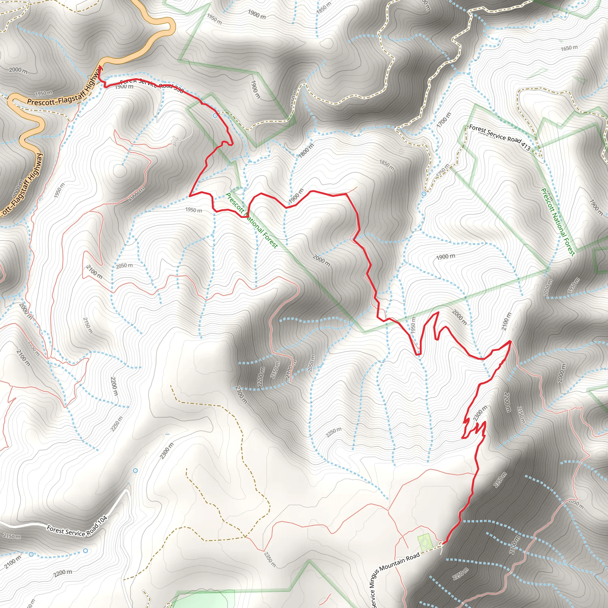 North Mingus Trail mobile static map