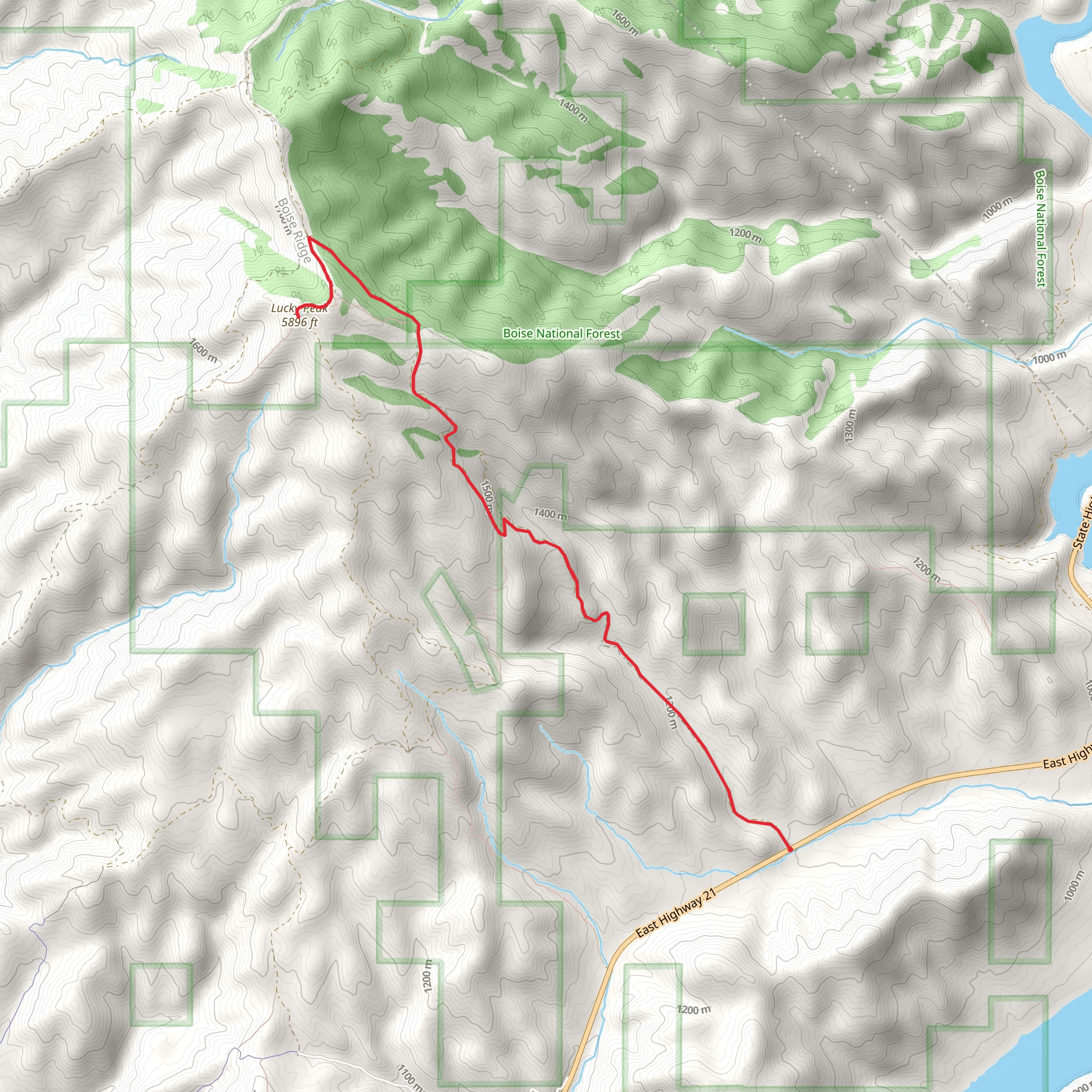 Lucky Peak from East Highway 21 mobile static map