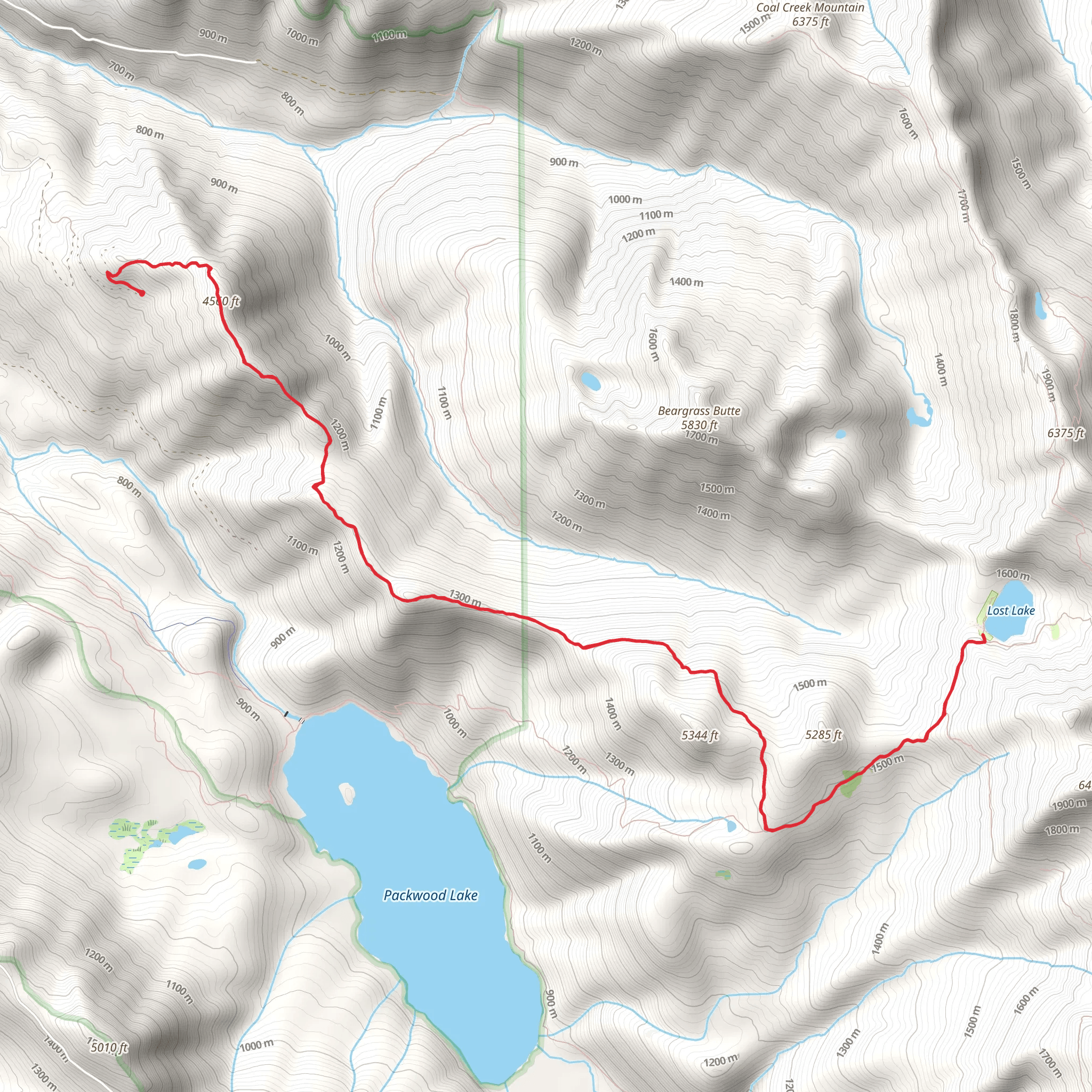 Three Peaks Trail to Lost Lake mobile static map