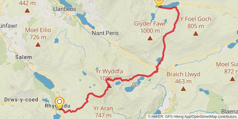 Abergwyngregyn to Nebo via North Wales Path stage 3 Map