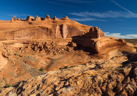 An image depicting the trail Upper Delicate Arch Viewpoint Trail and its surrounding area.