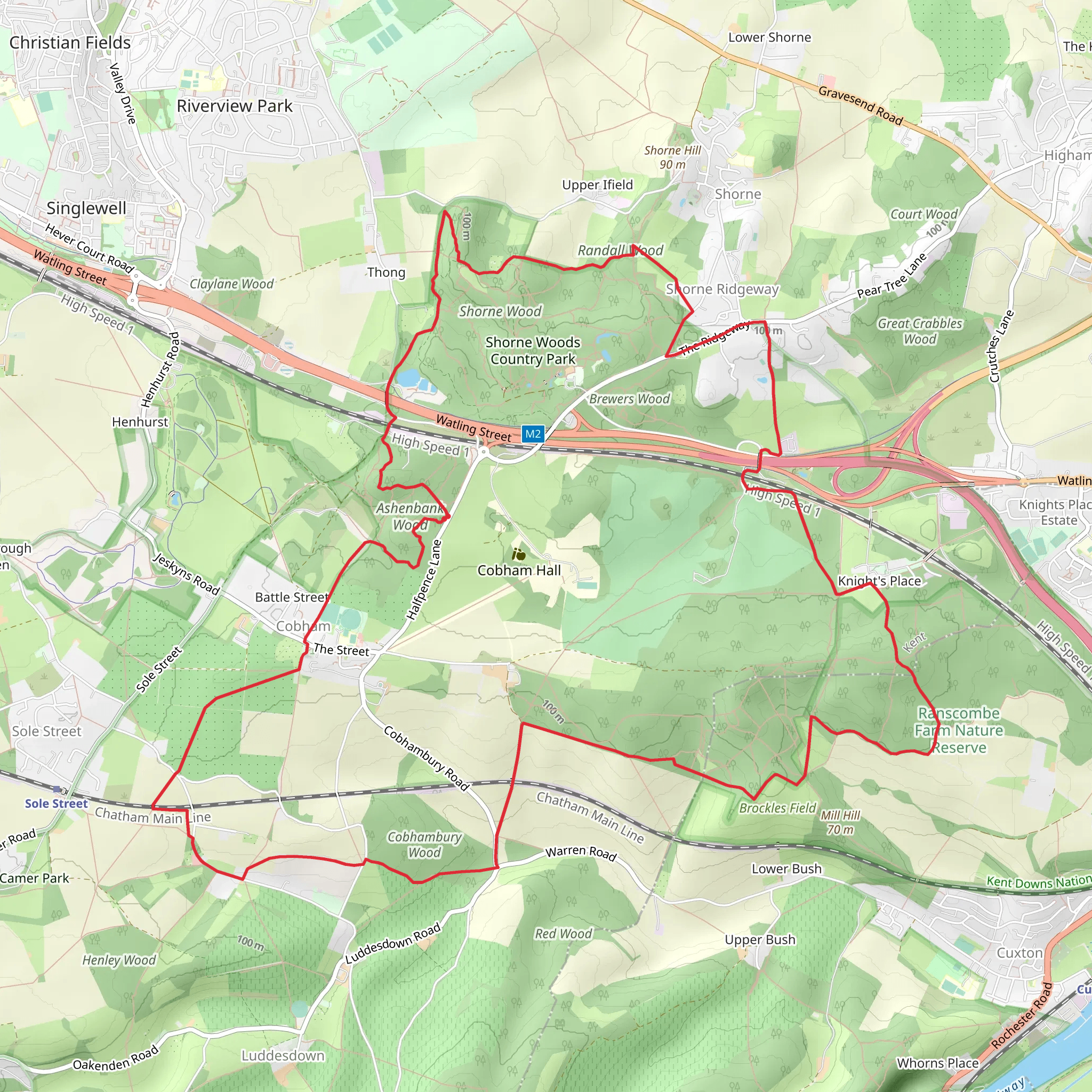 Great Wood, Randall Wood, Shorne Wood and Cobhambury Wood mobile static map
