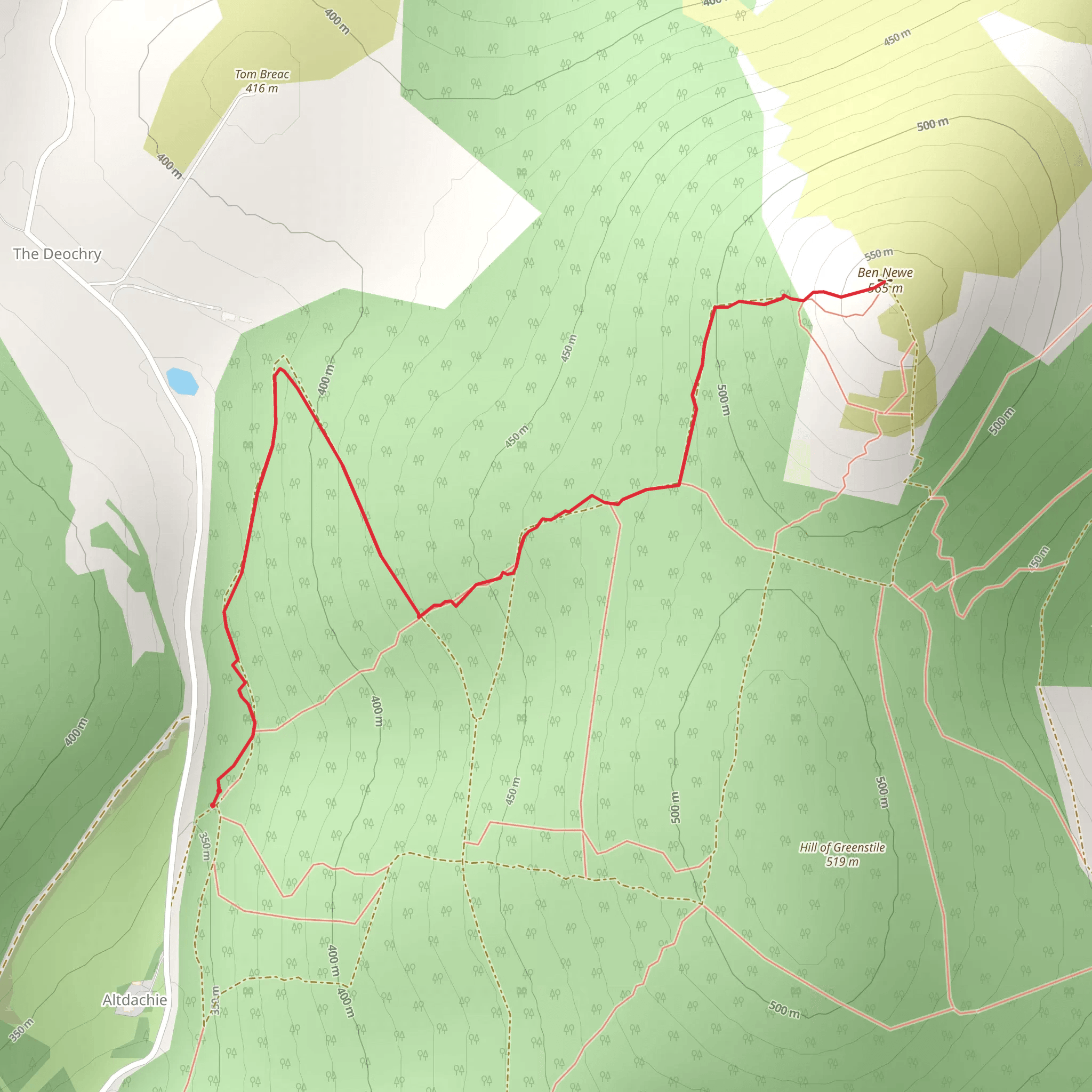 Strathdon Trail - Ben Newe Trail mobile static map