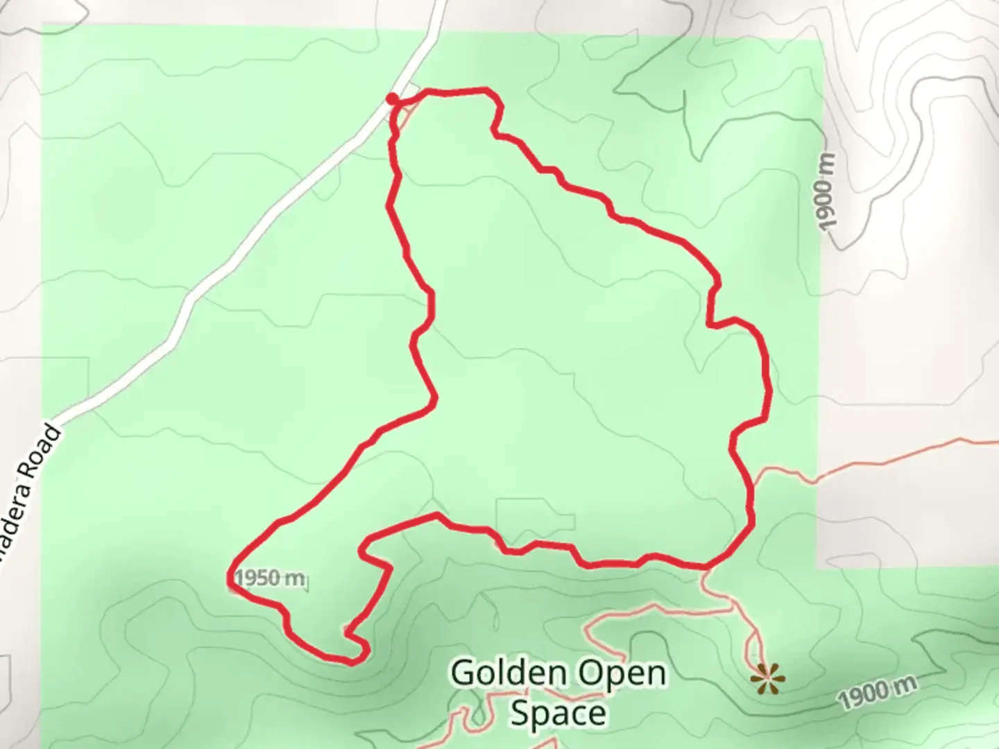 An image depicting the trail Los Duendes Loop and its surrounding area.
