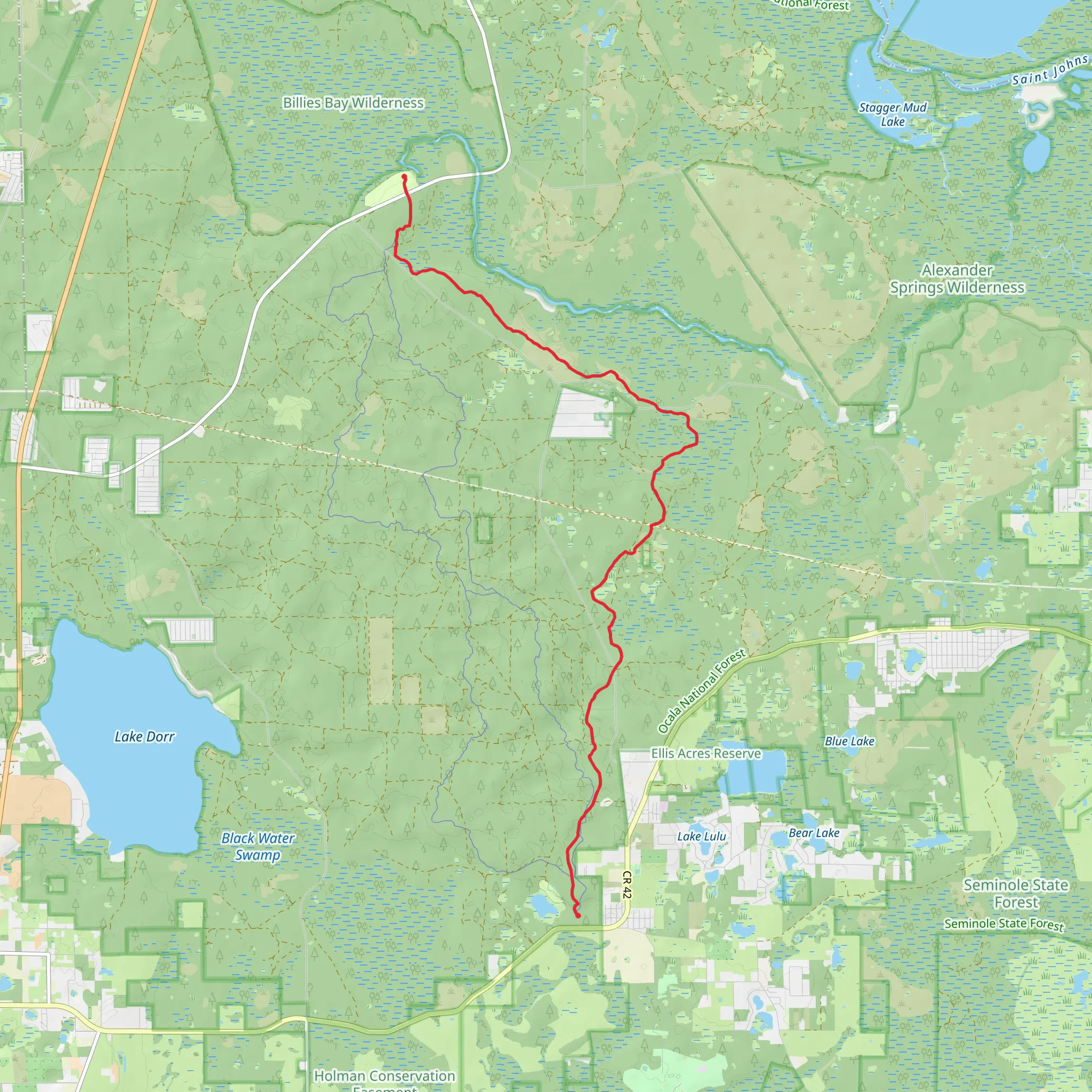 Florida Trail and Alexander Springs Recreation Area Spur Trail mobile static map