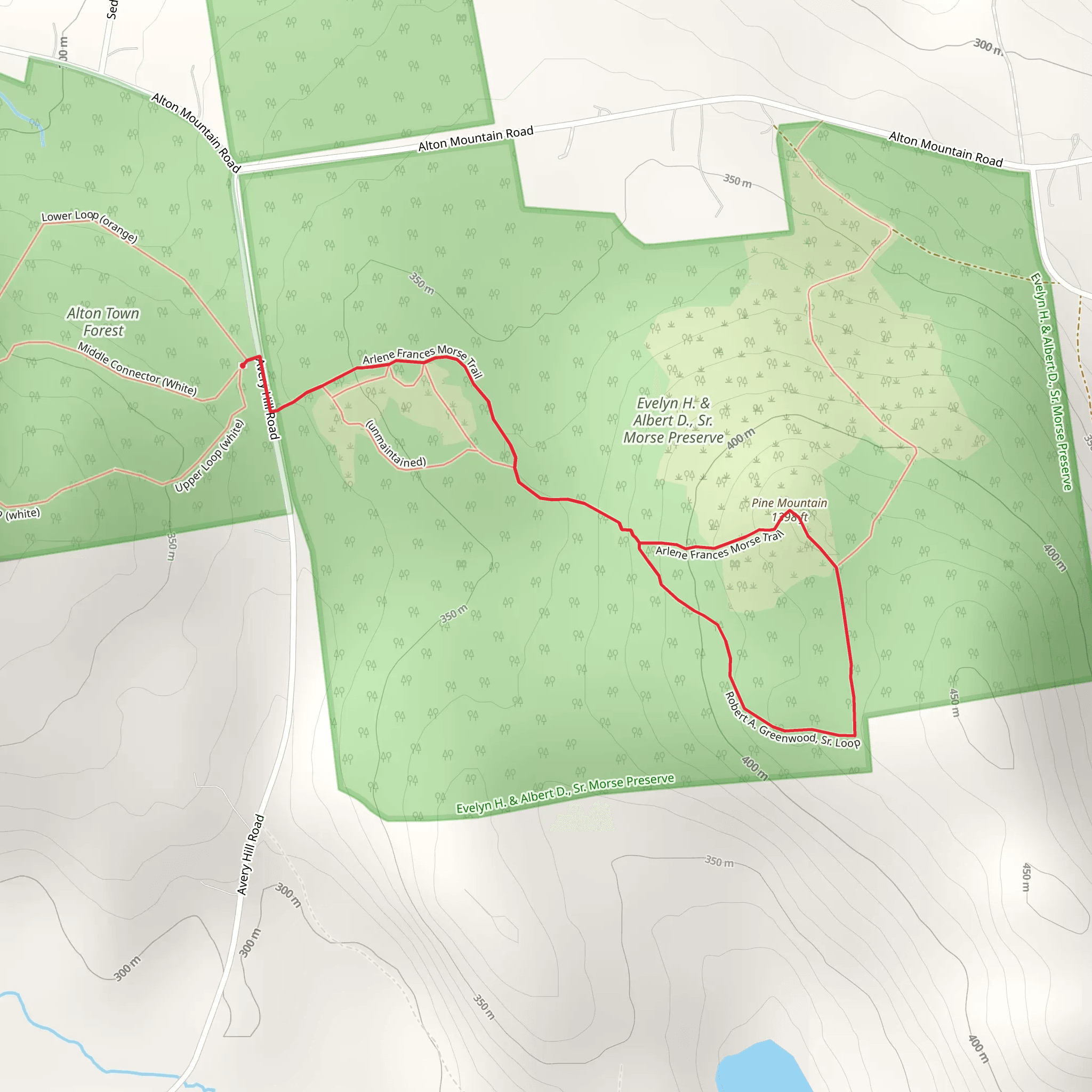 Pine Mountain via Arlene Frances Morse Trail mobile static map