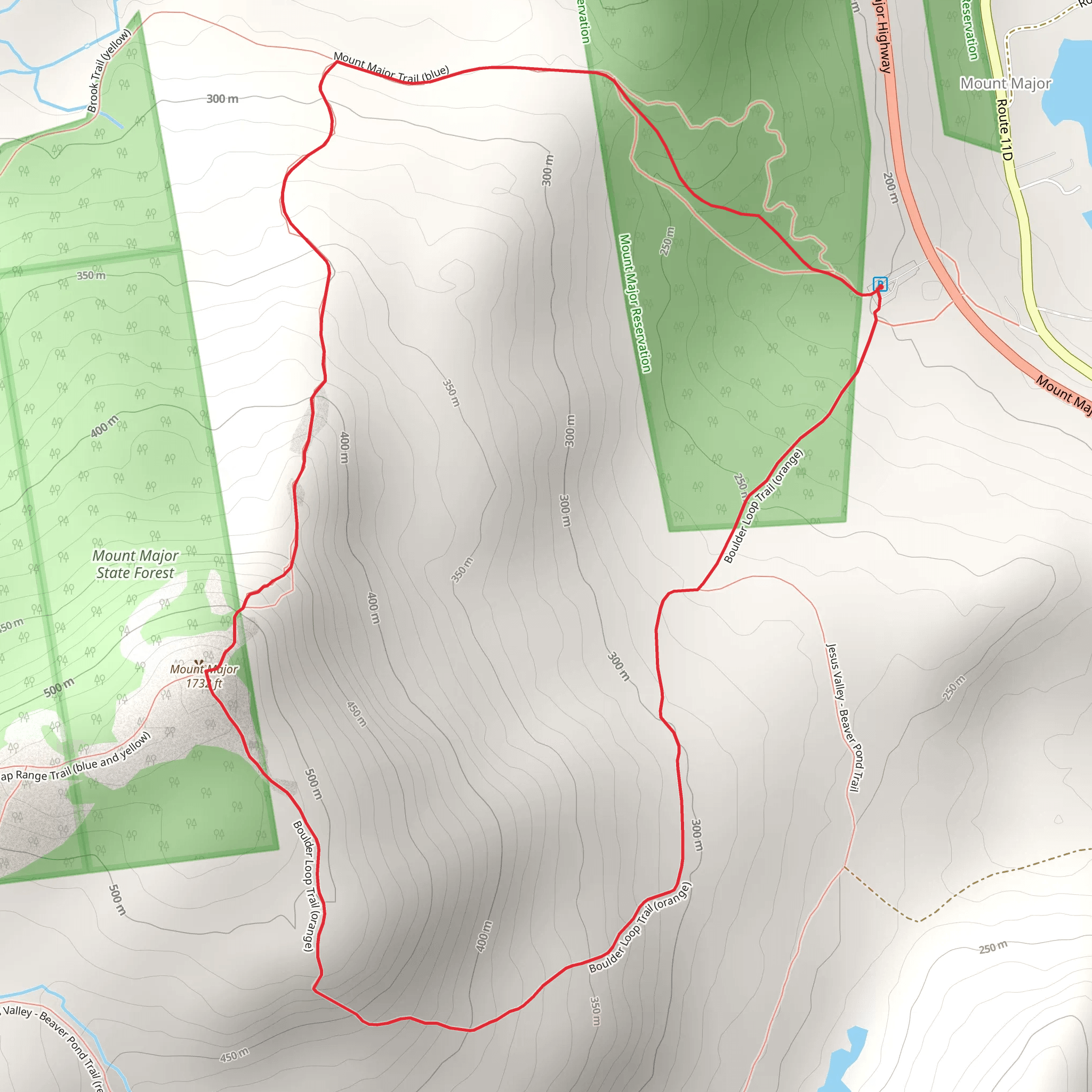 Mount Major Trail mobile static map
