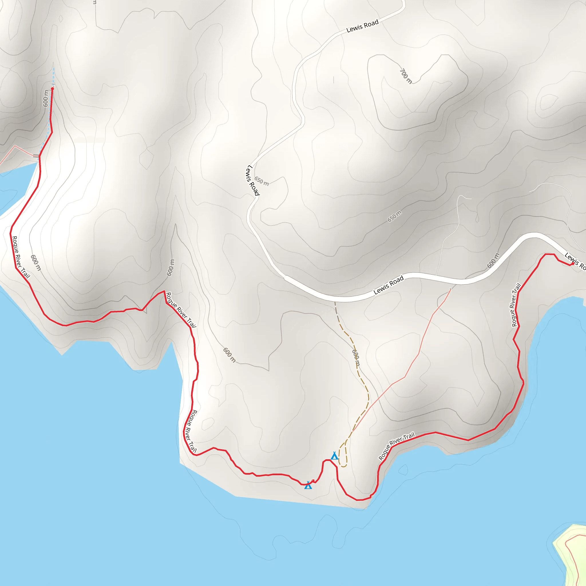 Rogue River Trail - Short from Lewi Road mobile static map