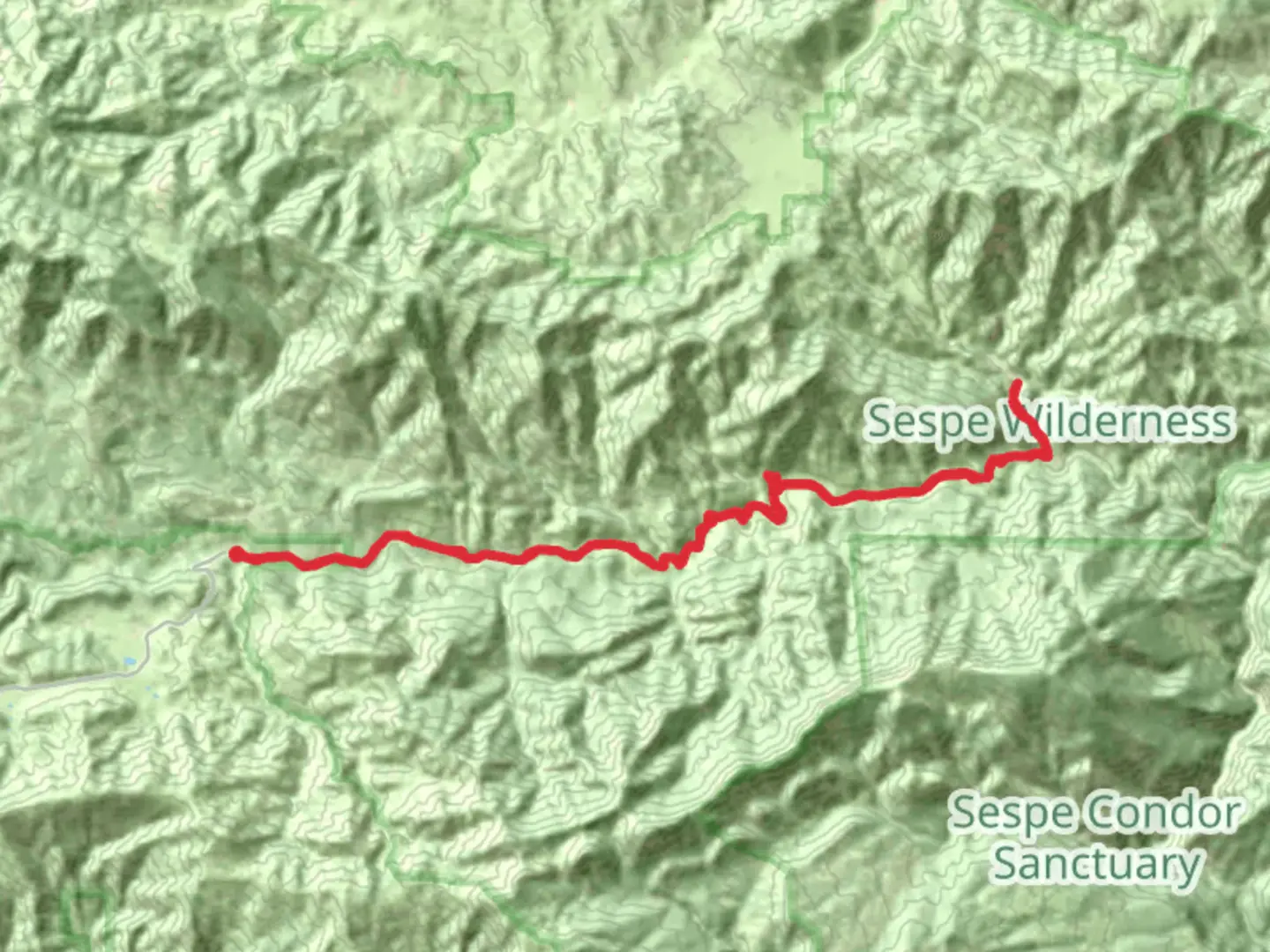 An image depicting the trail Johnston Ridge Trail and Sespe River Trail and its surrounding area.