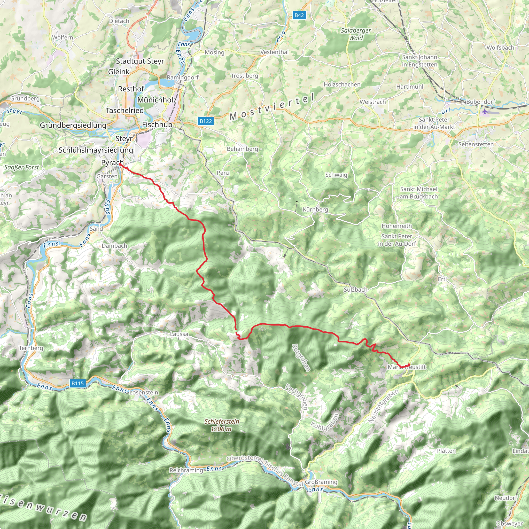 OÖ Mariazellerweg Steyr - Maria Neustift mobile static map