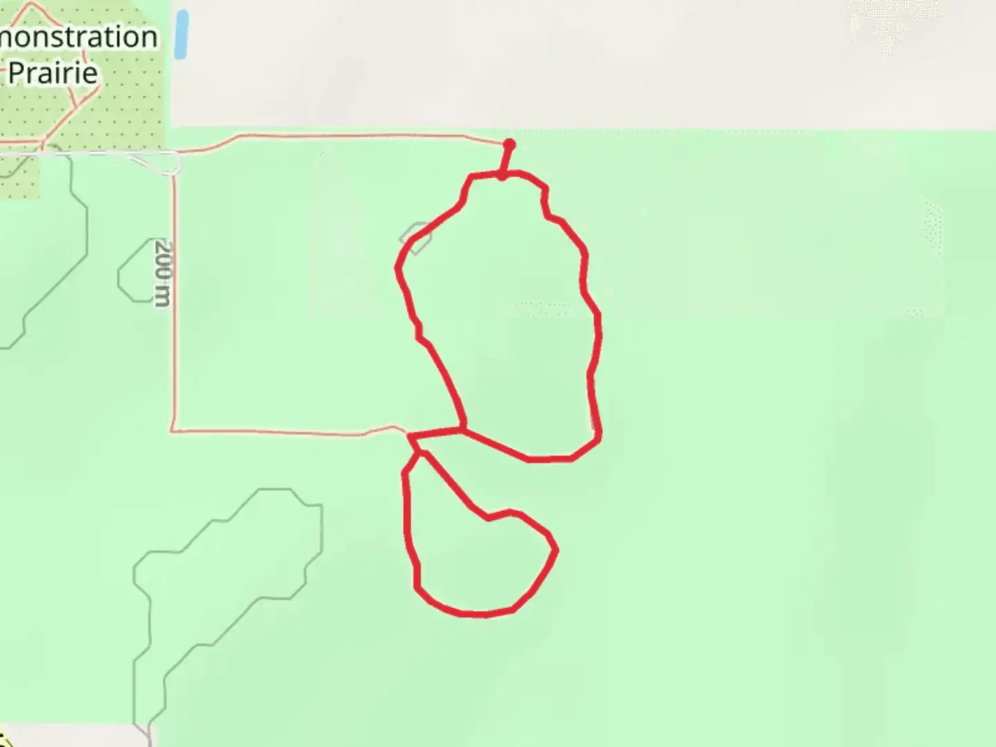 An image depicting the trail Harmony Arboretum Loop and its surrounding area.