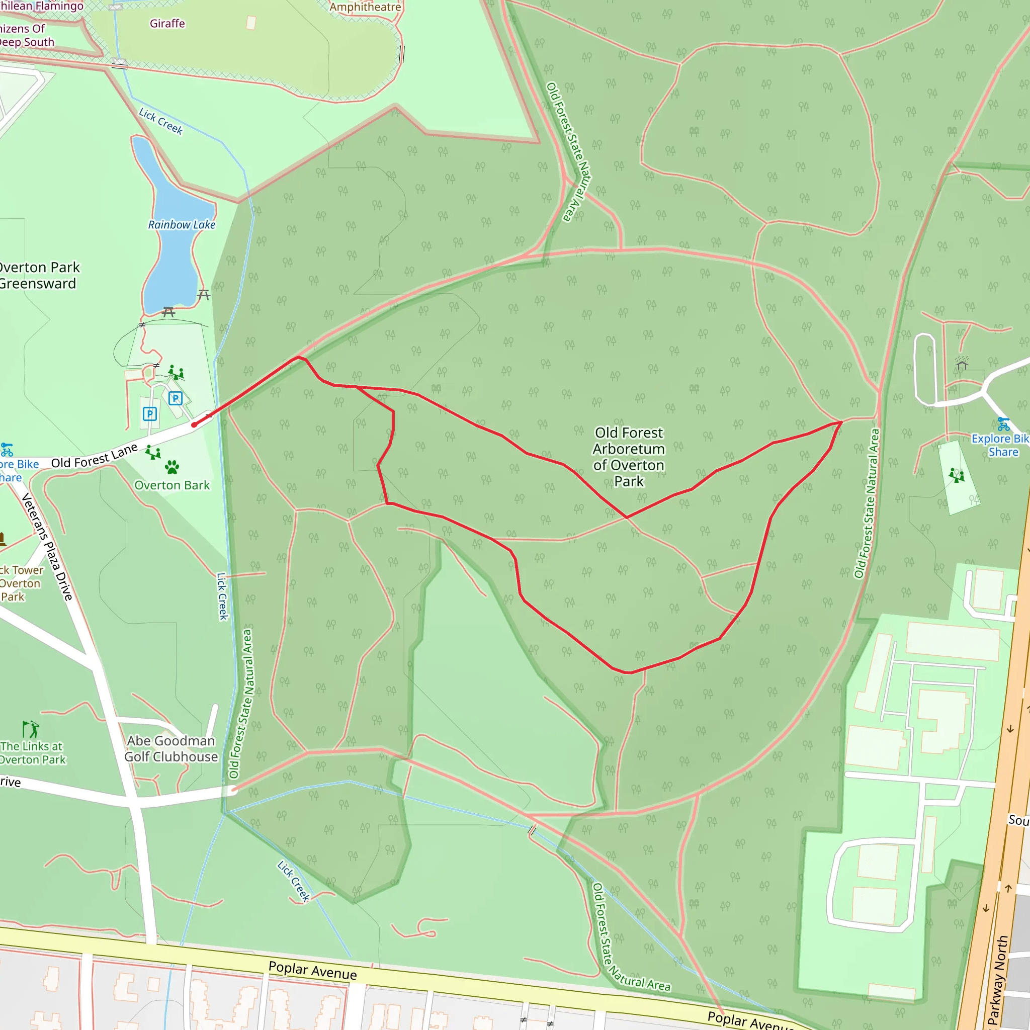 Overton Park East Short Loop mobile static map