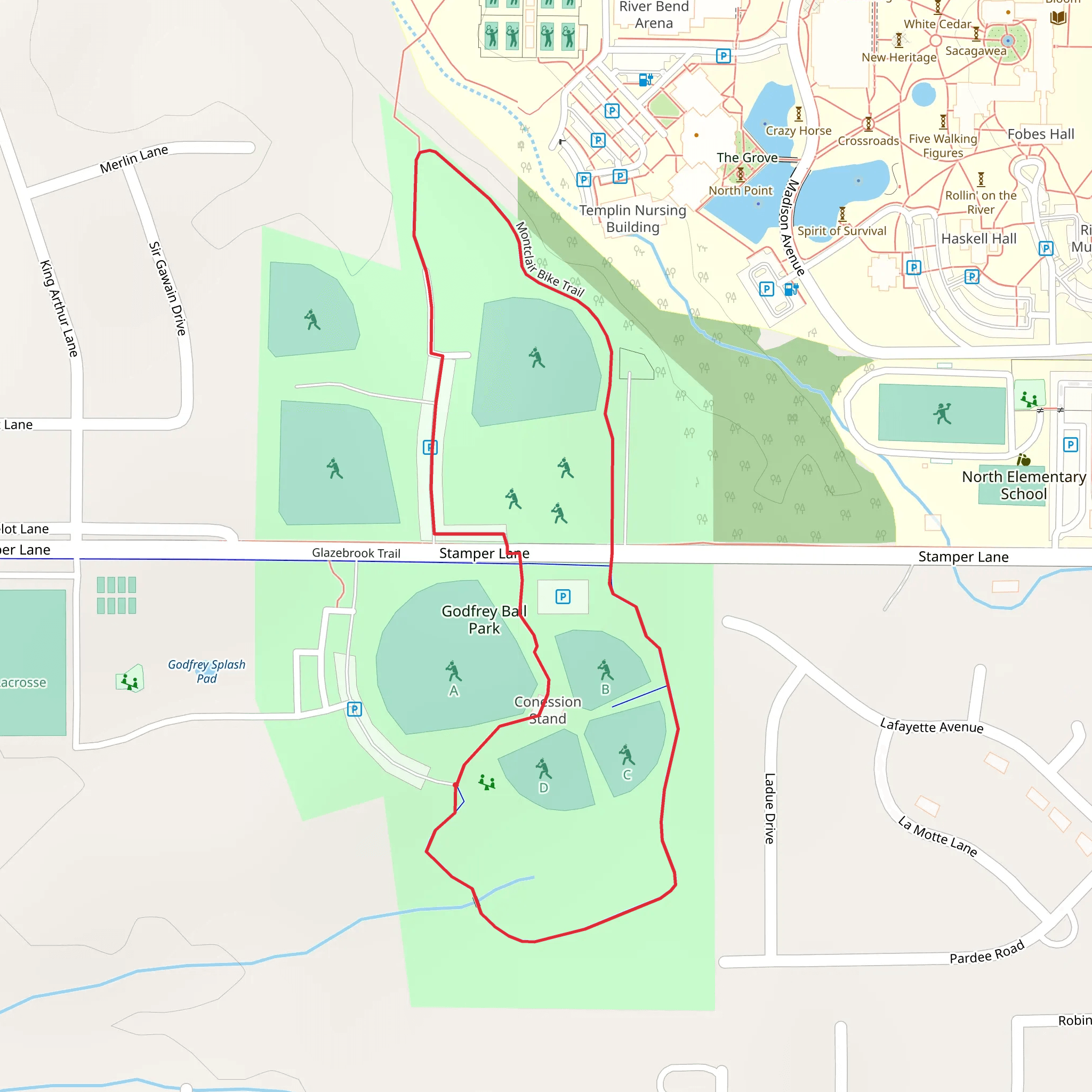 Godfrey Ball Park Loop mobile static map