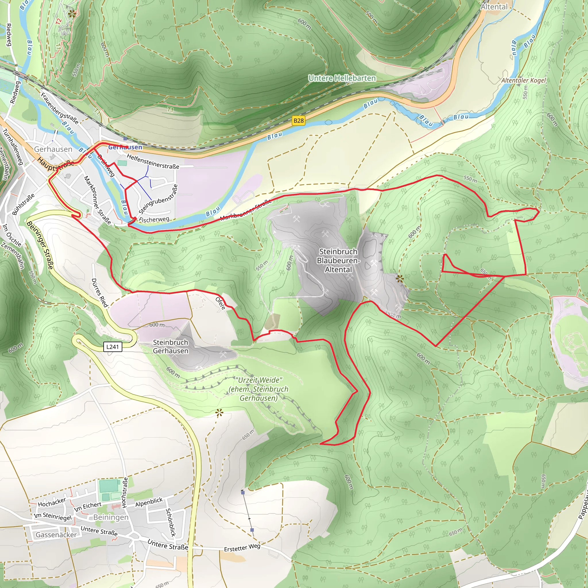 Kreuztelle and Winterbuhl Loop via Gerhausen mobile static map