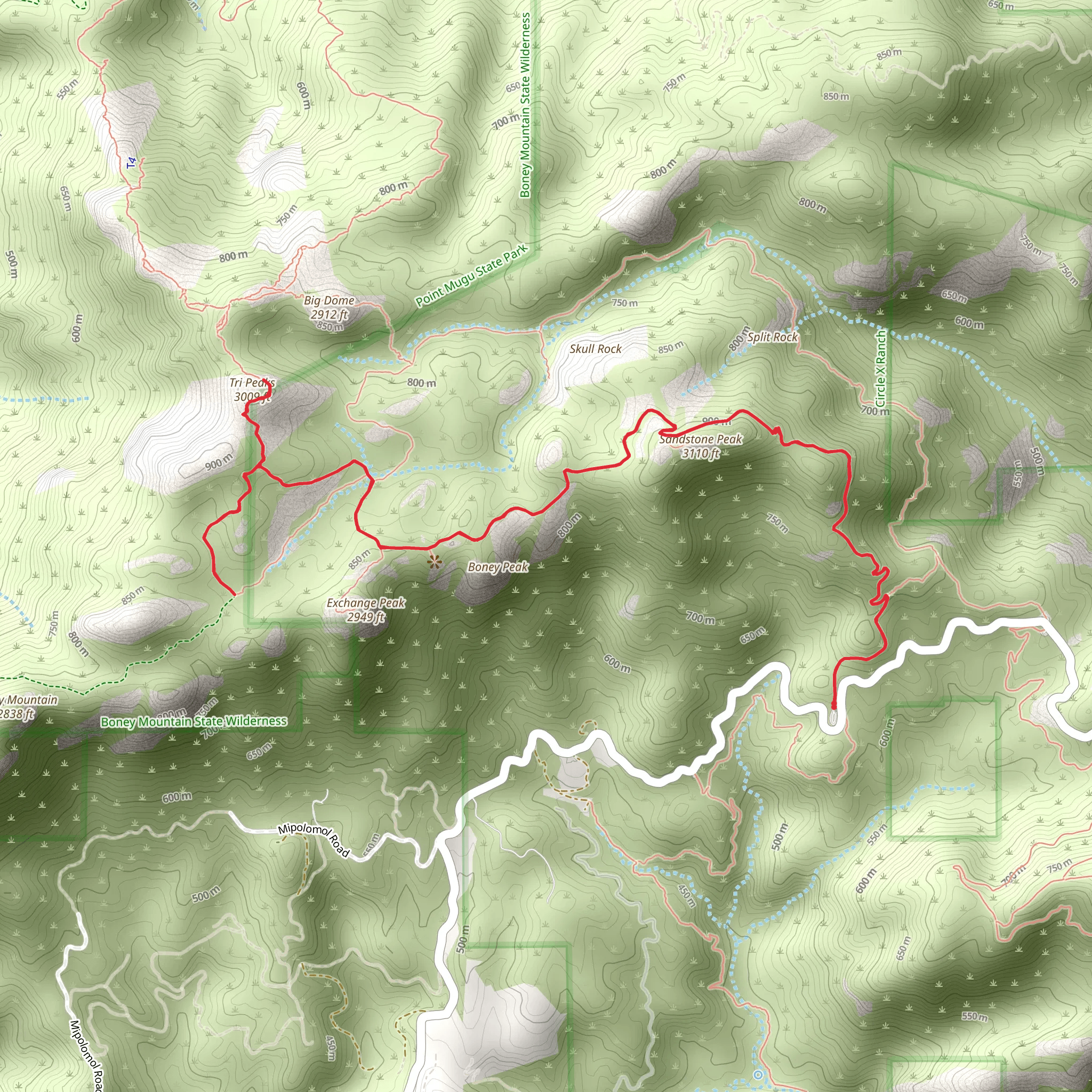 Tri - Peaks via Backbone Trail mobile static map