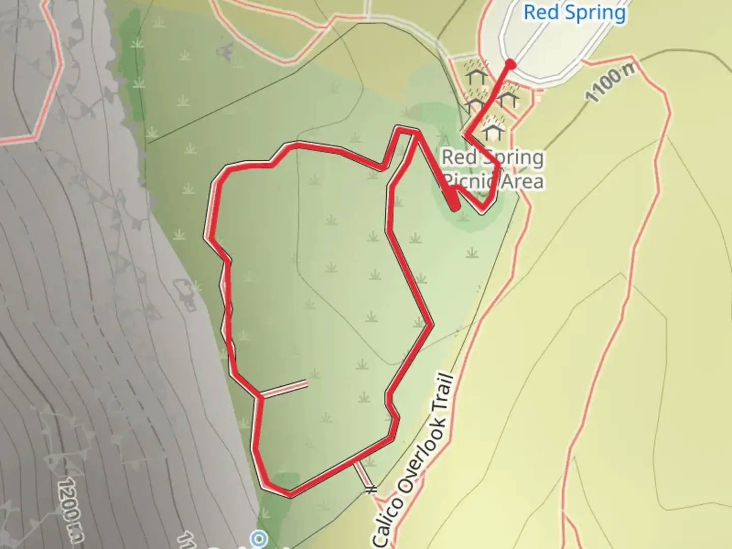 An image depicting the trail Calico Basin Walking Path Loop and its surrounding area.