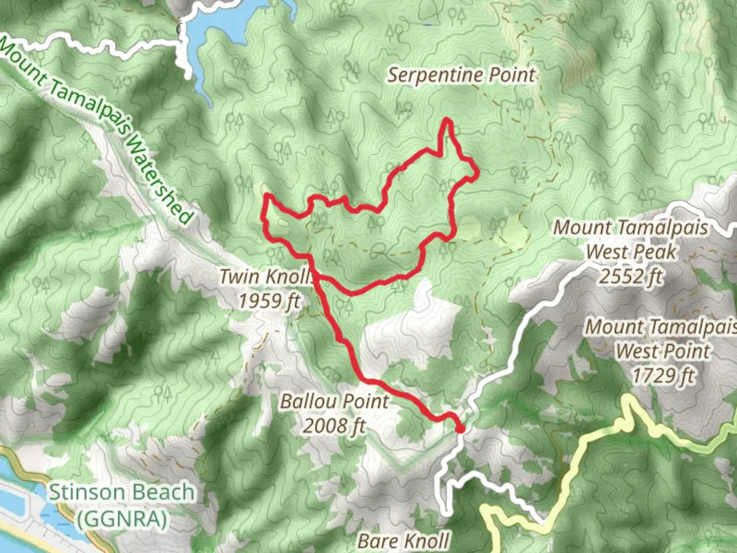 An image depicting the trail Cataract Trail, High Marsh Trail and Mickey O Brien Trail Loop and its surrounding area.
