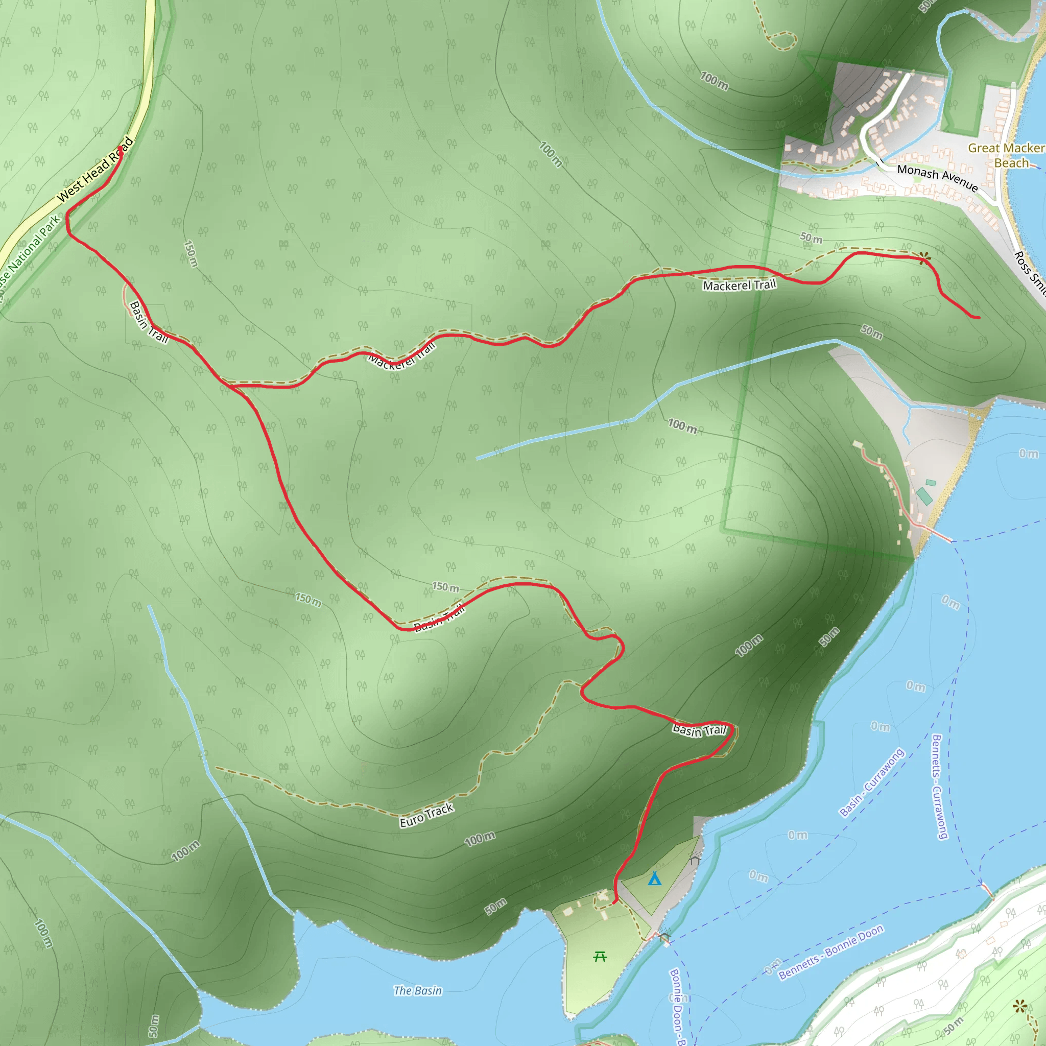 The Basin Track and Mackerel Track mobile static map