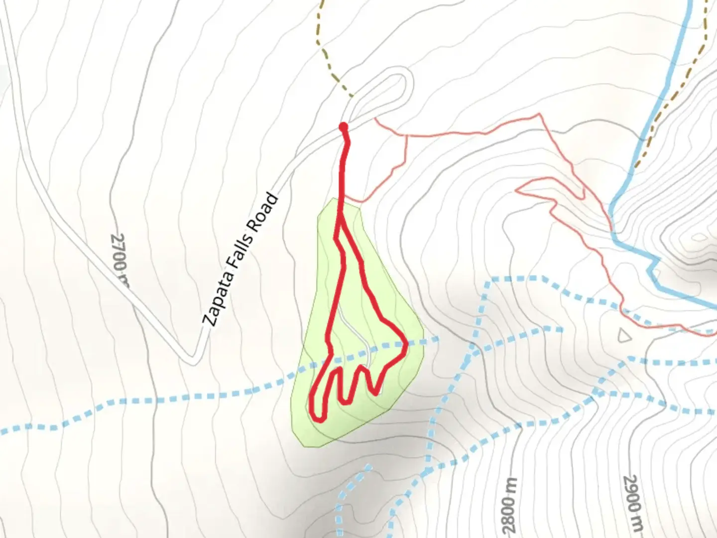 An image depicting the trail Zapata Falls Campground Loop and its surrounding area.