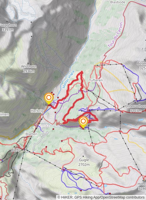 A map preview of the recording First Matterhorn Ultraks Training Section Zermatt-Sunnegga  Finndel.