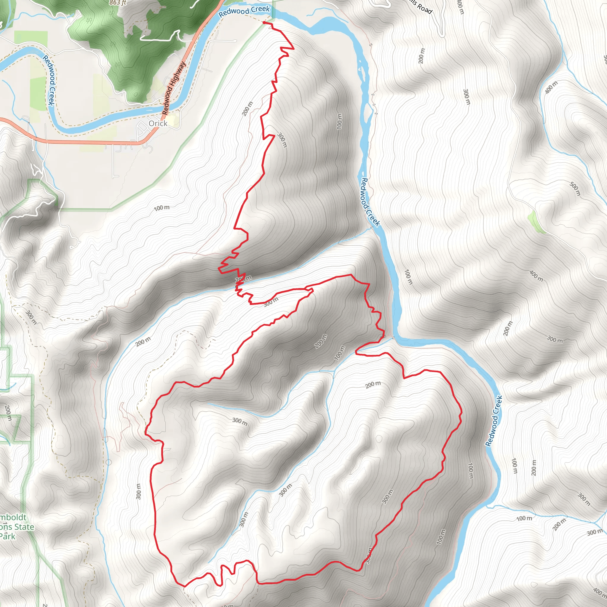 Elam Creek Loop via Ridge Loop Trail mobile static map