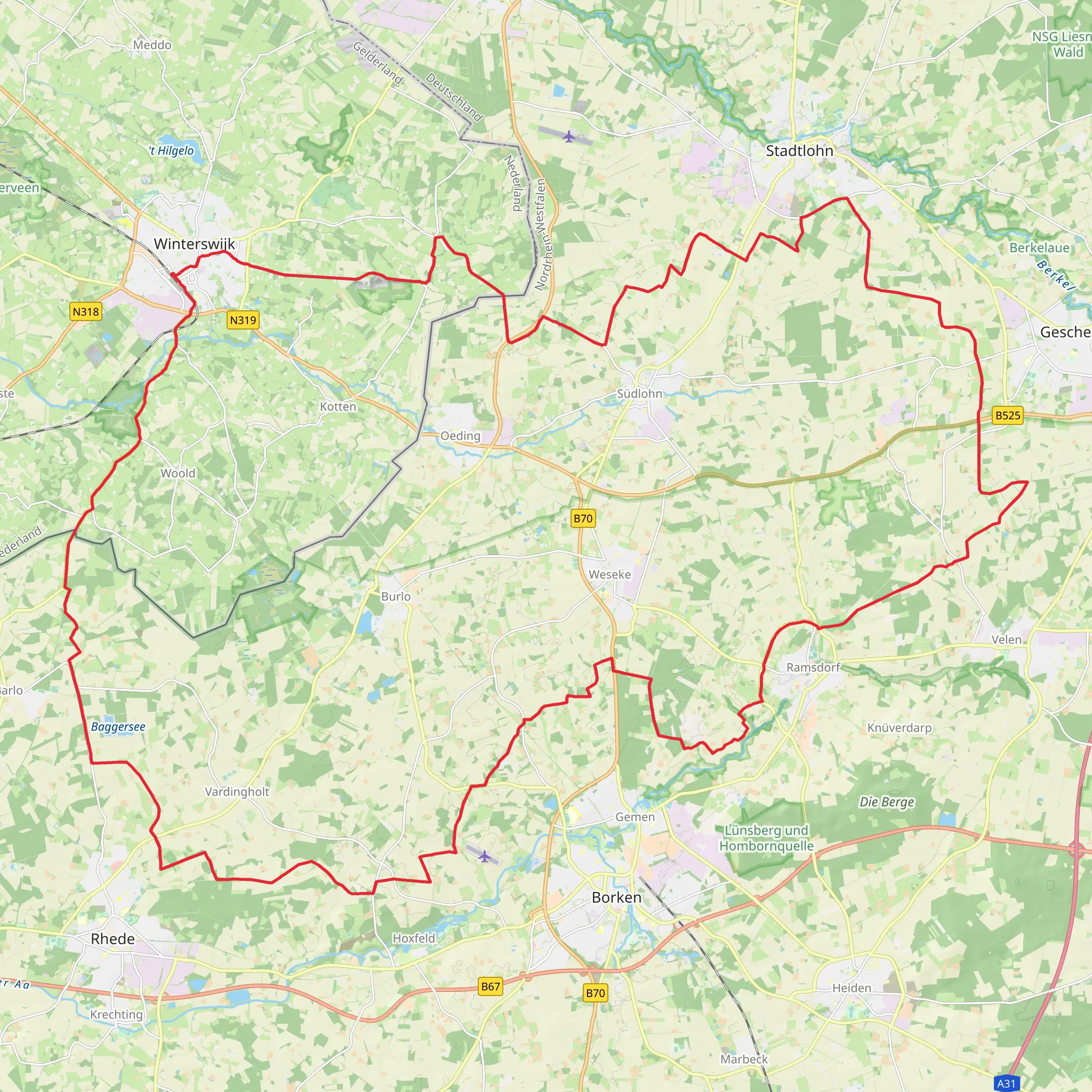 Bekendelle and Willinks Weust via Wooldseweg mobile static map