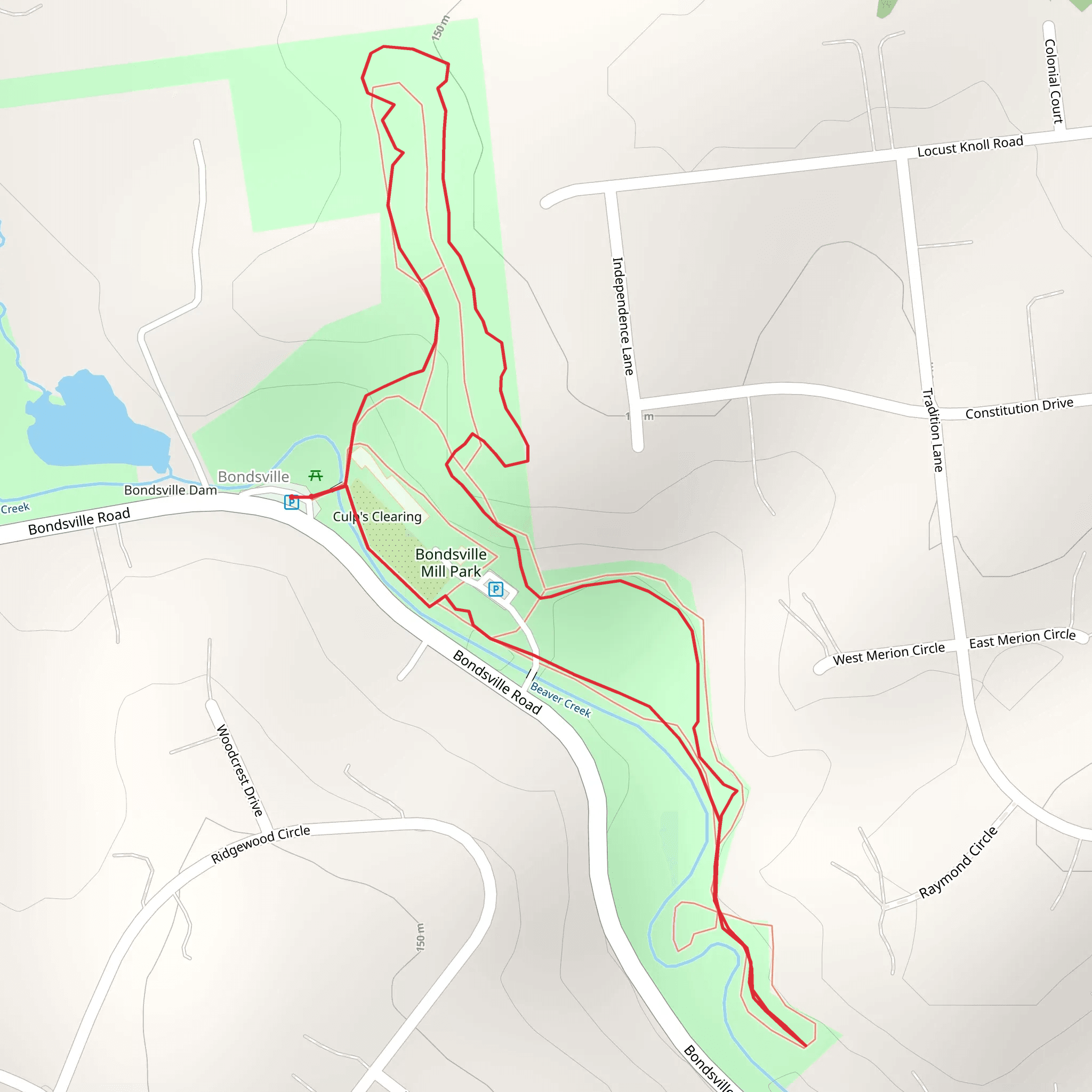 Bondsville Mill Park - Beaver Creek Loop mobile static map