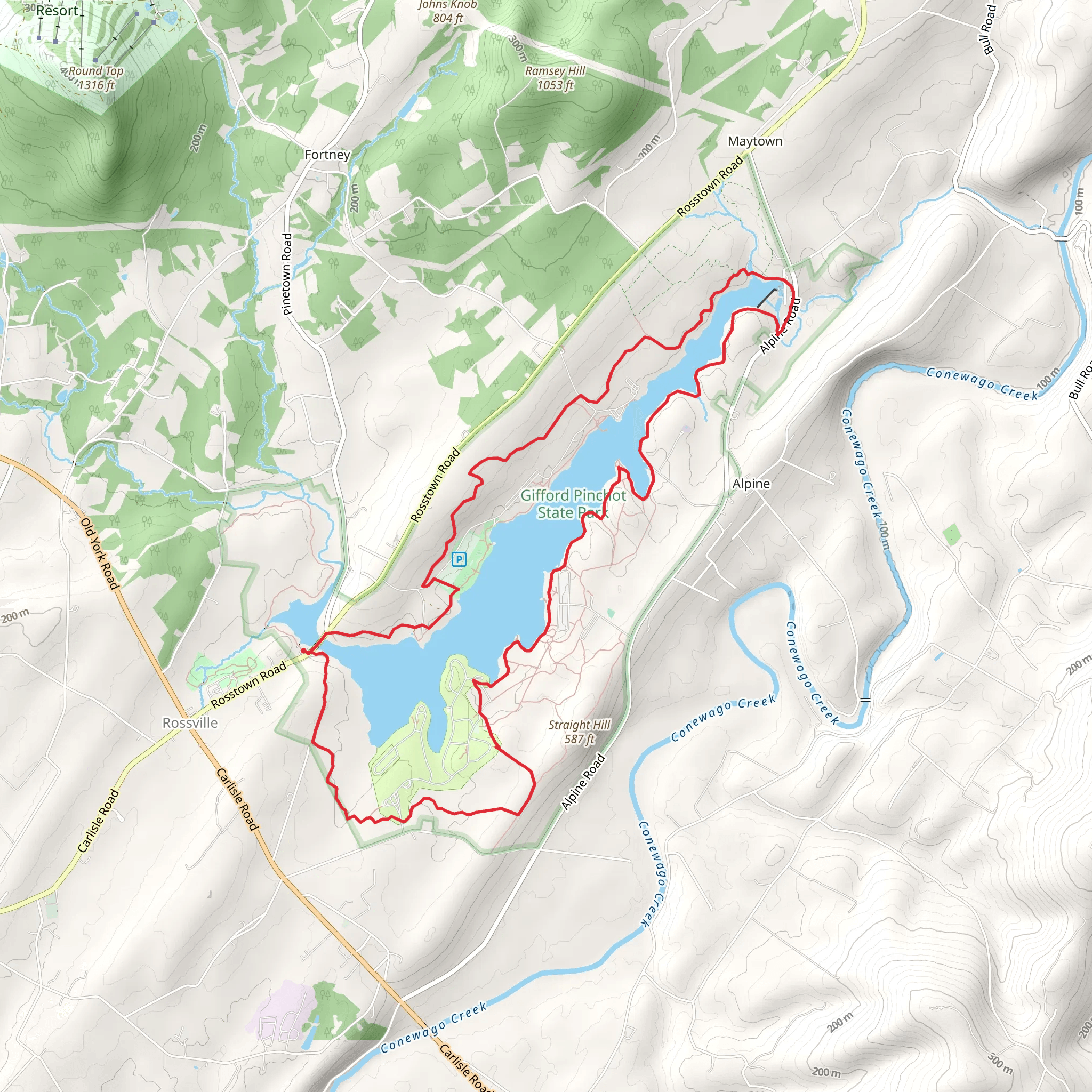 Pinchot Lake Loop mobile static map