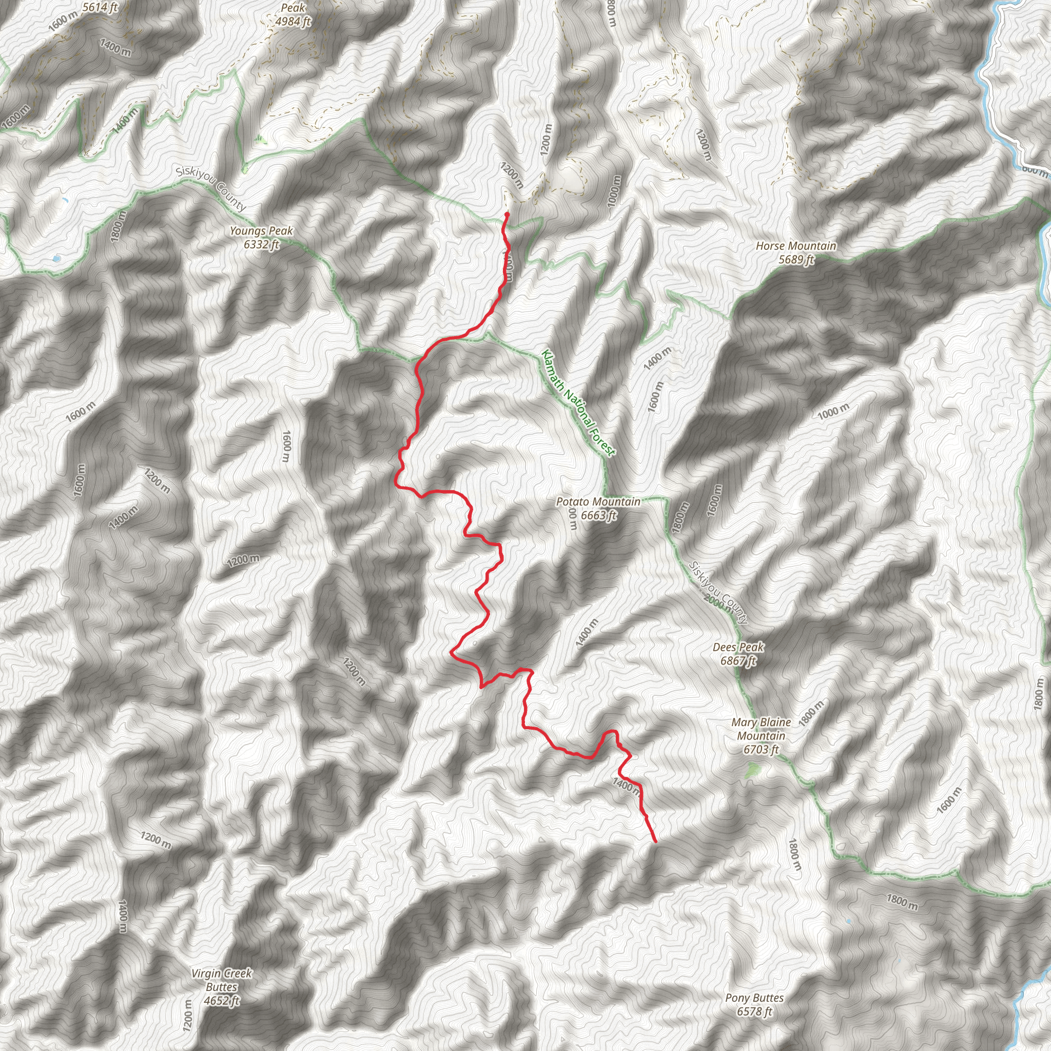 Battle Creek via Hotelling Ridge mobile static map