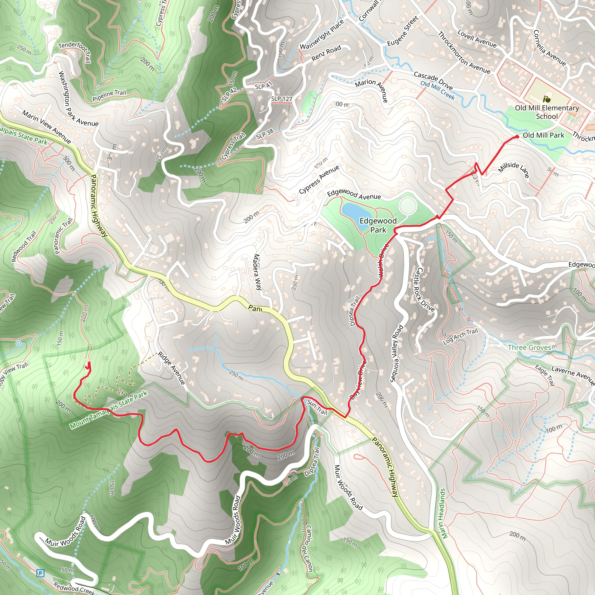 Dipsea Race Trail and Sun Trail mobile static map