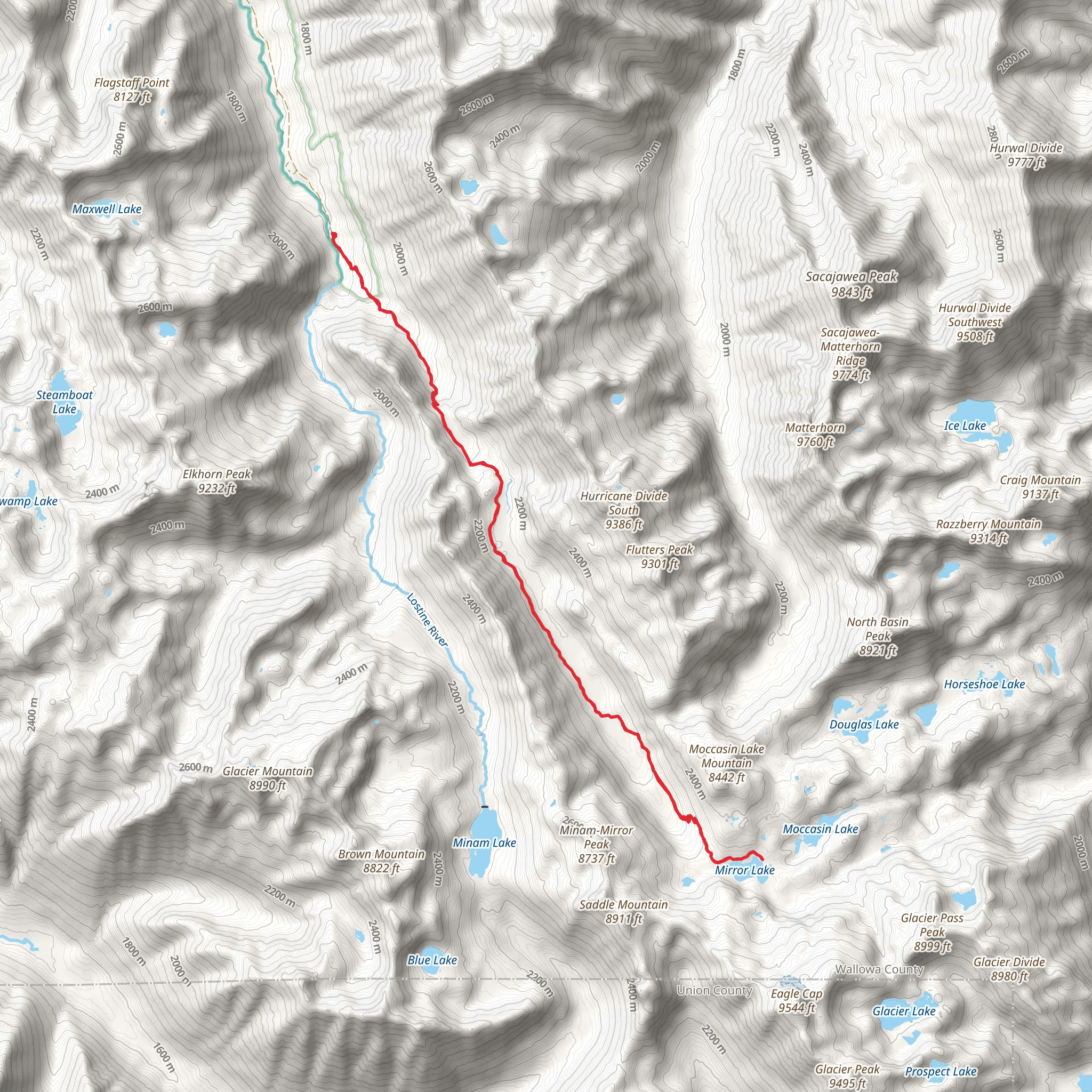 Mirror Lake via Minam Lake Trail mobile static map