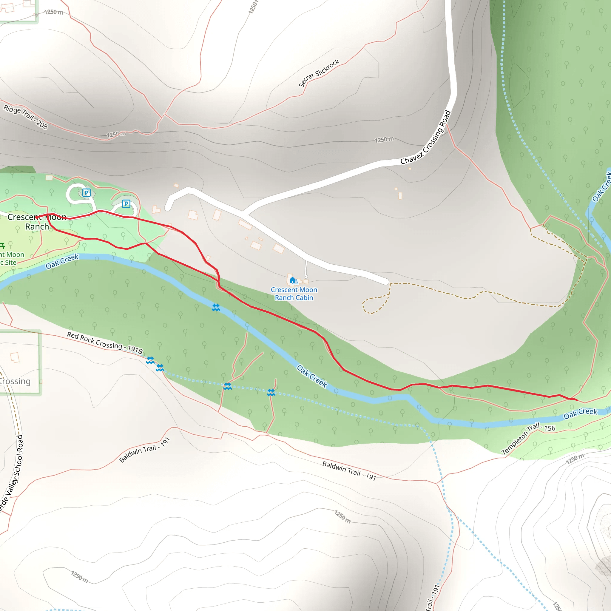 Walk along Oak Creek mobile static map