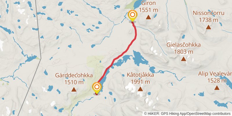 Kungsleden North stage 2 Map