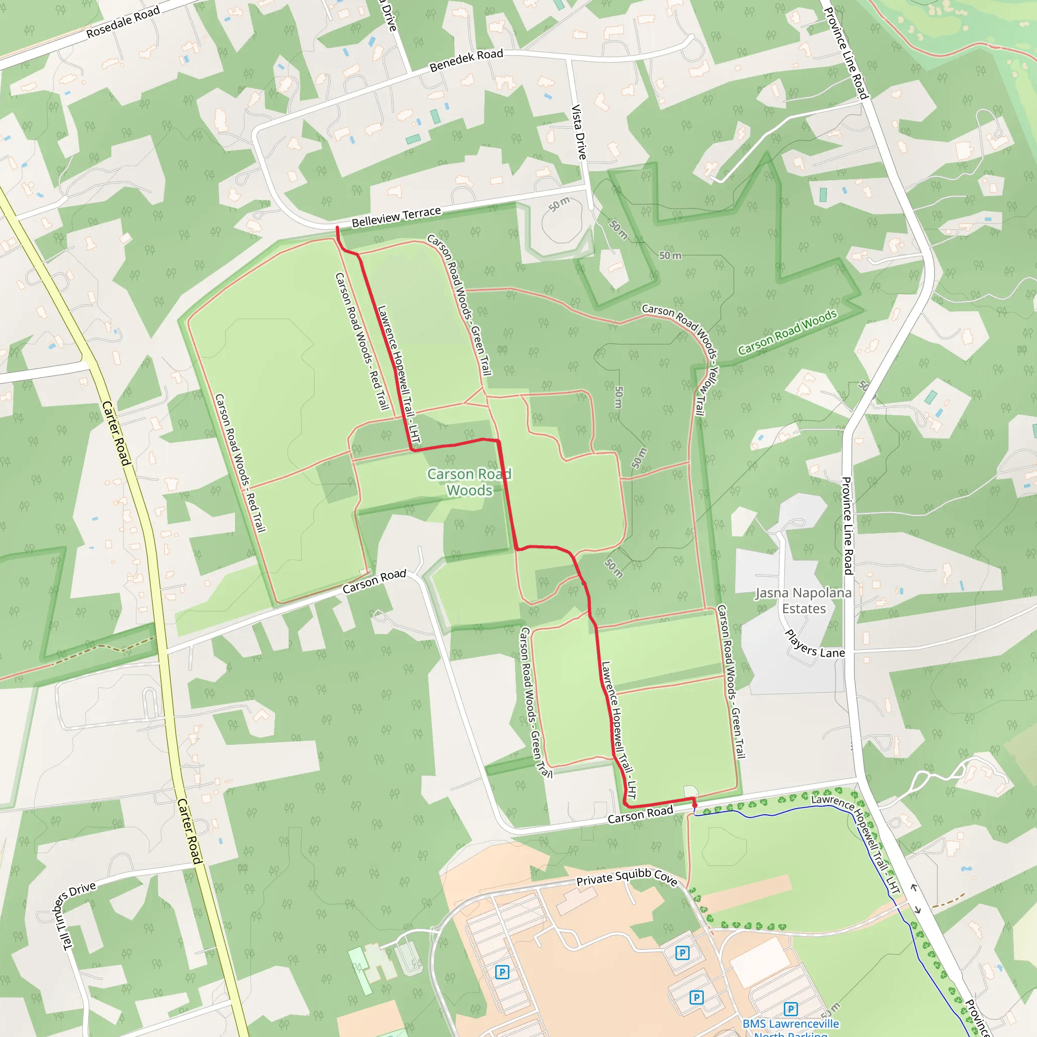 Lawrence Hopewell Trail - Carson Road mobile static map