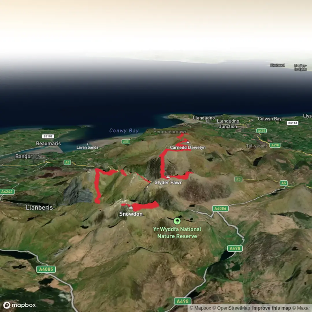 An image depicting the trail Welsh 3000s and its surrounding area.