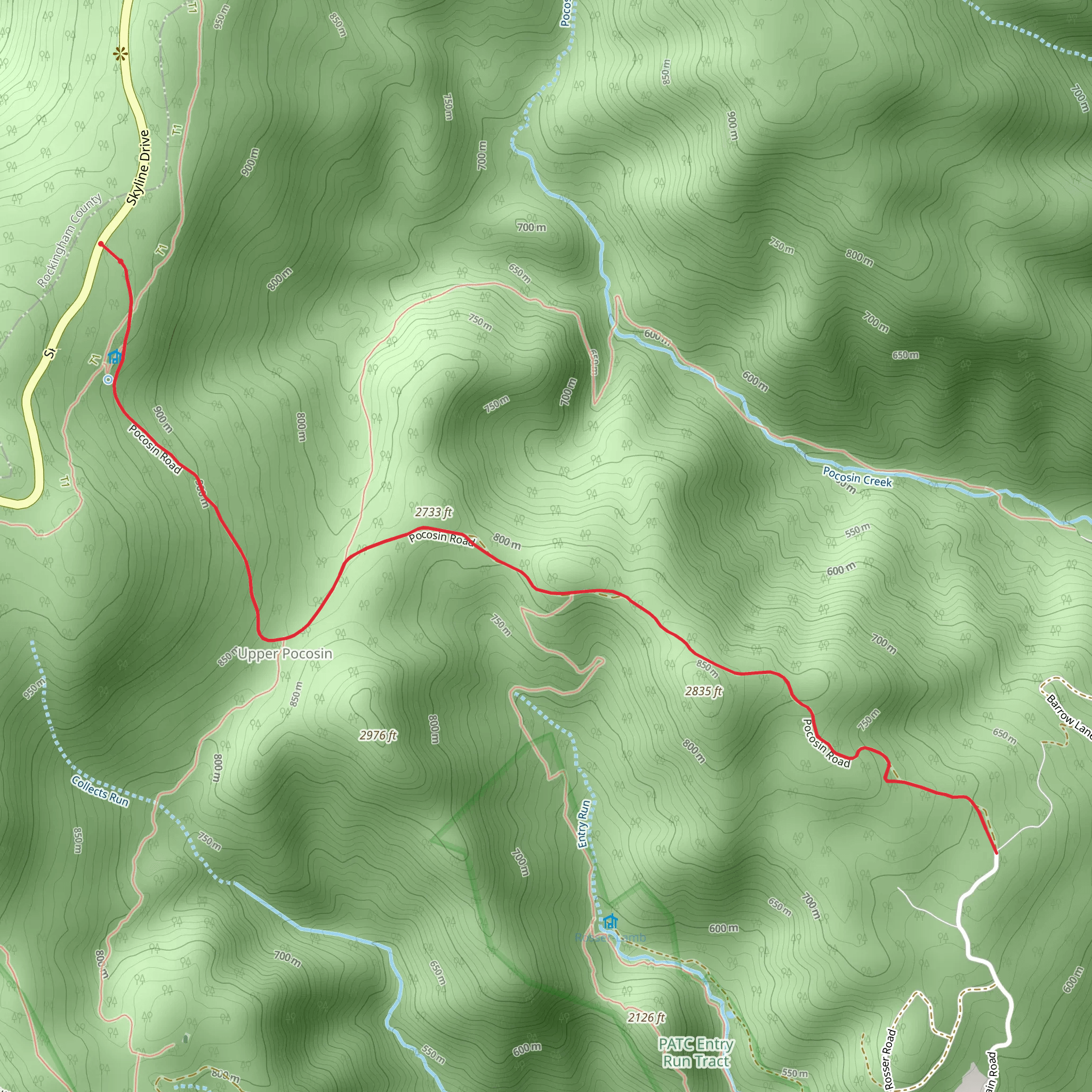 Pocosin Road Trail mobile static map