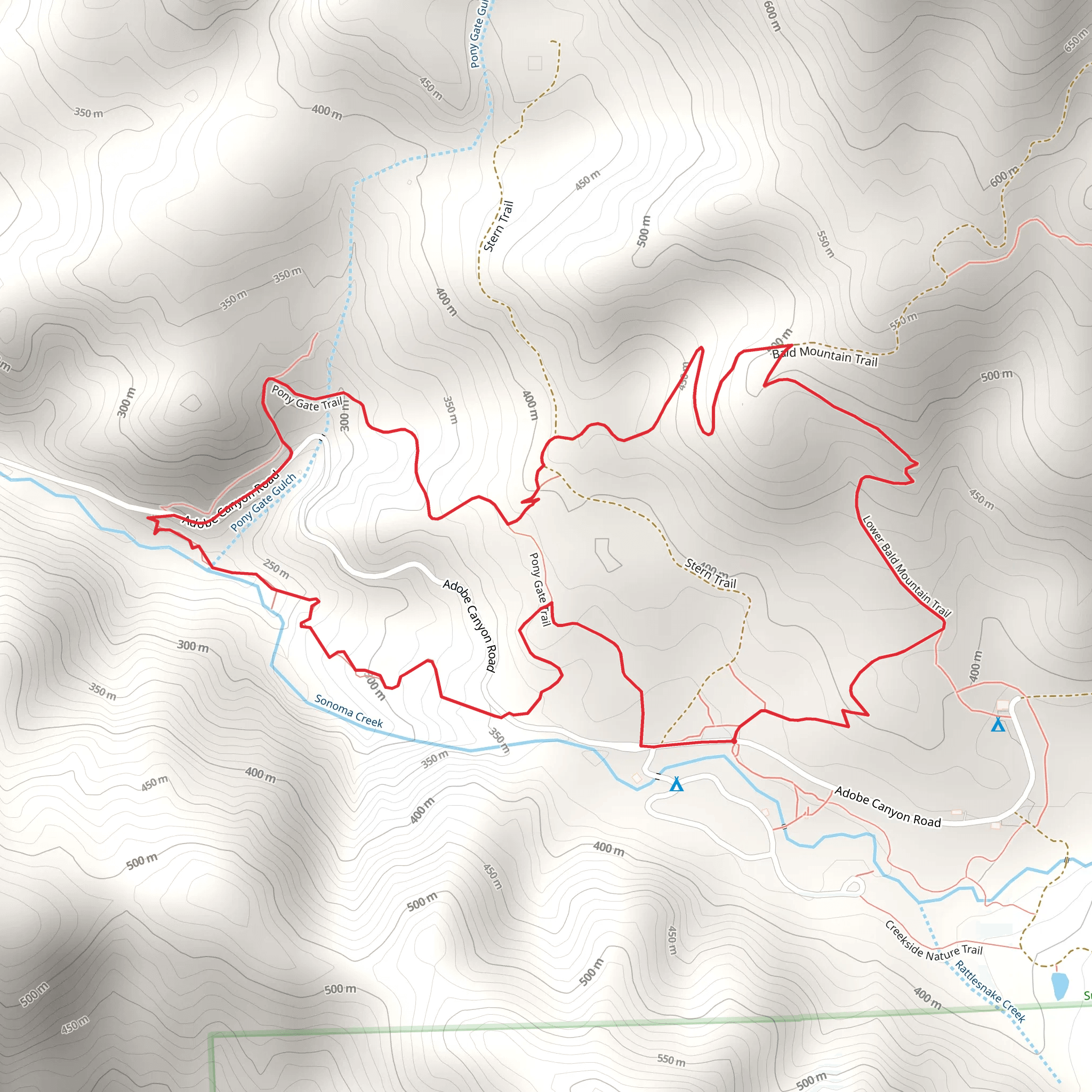 Canyon, Pony Gate and Bald Mountain Loop Trail mobile static map