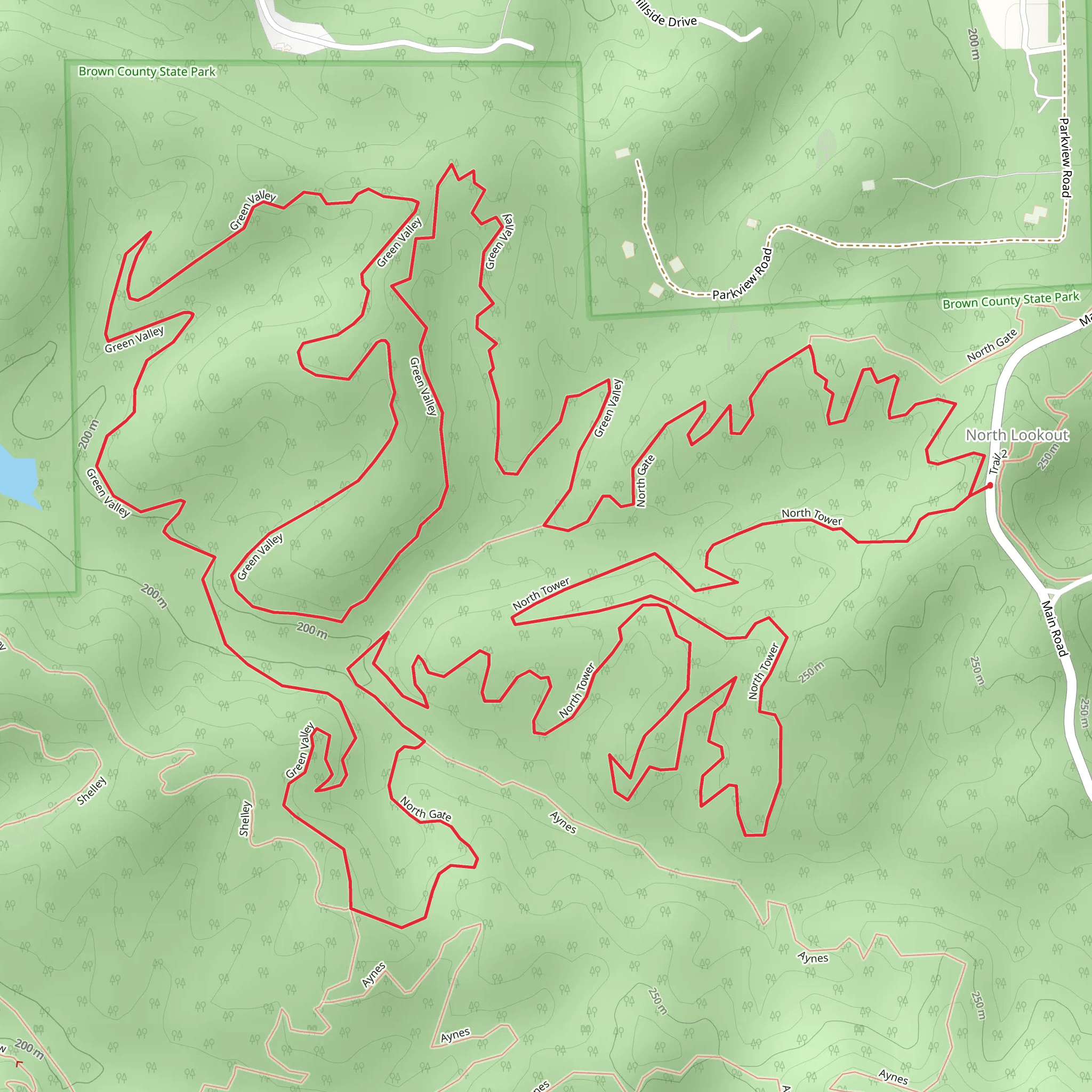 North Tower and Green Valley Loop Trail mobile static map