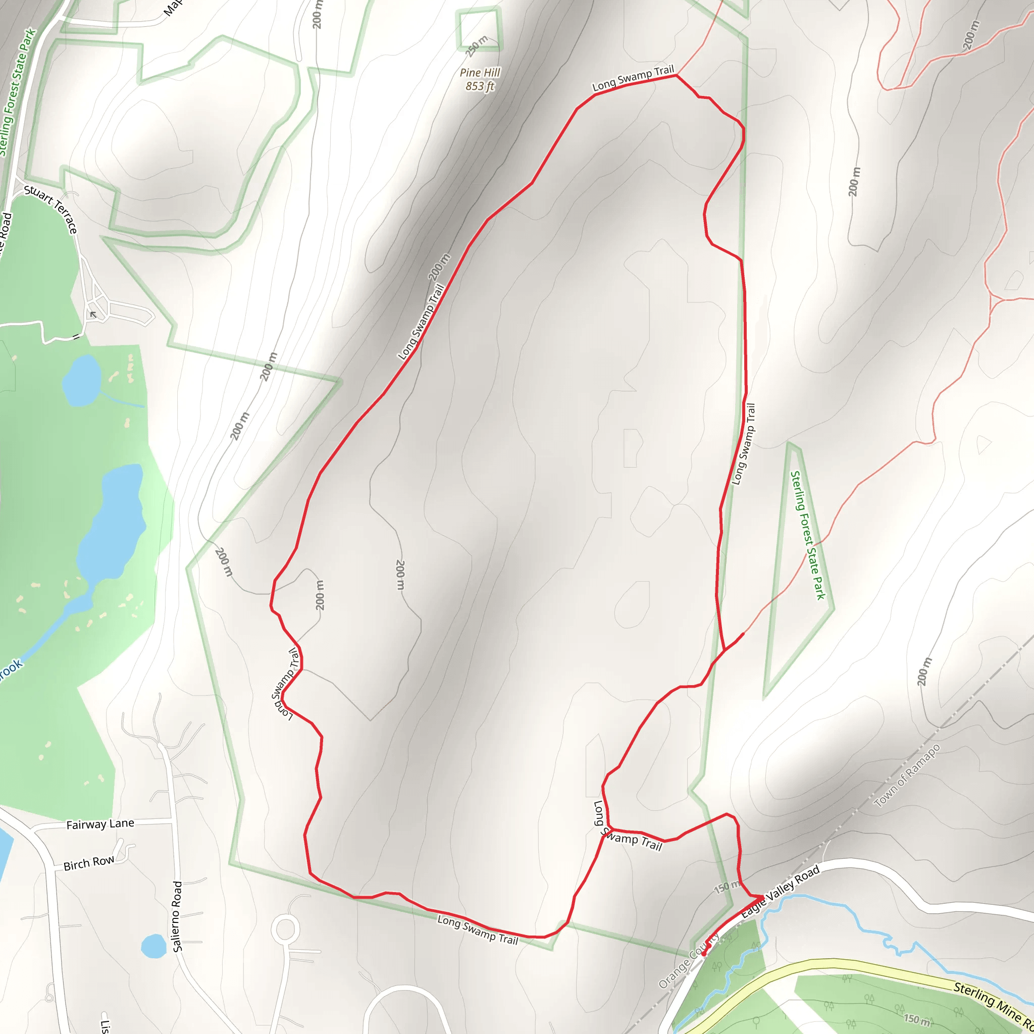 Long Swamp Trail via Pine Hill mobile static map