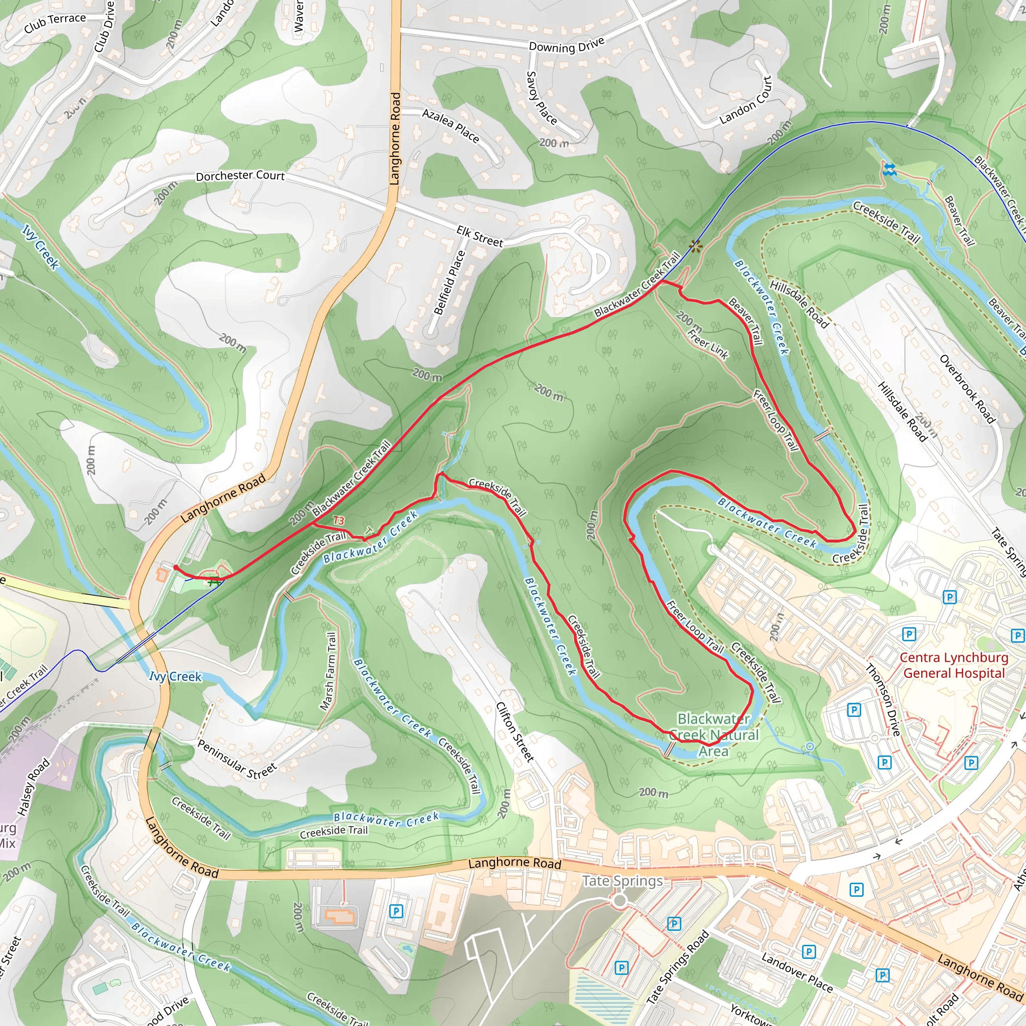 Blackwater Creek, Beaver and Creekside Loop Trail mobile static map