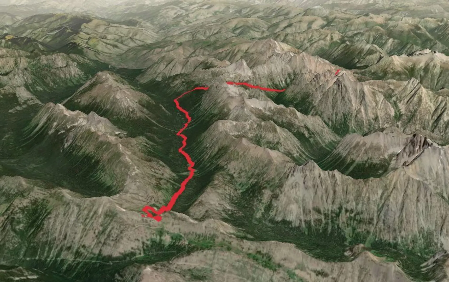 An image depicting the trail Shellrock Trail via Whistler Cutoff Trail and its surrounding area.