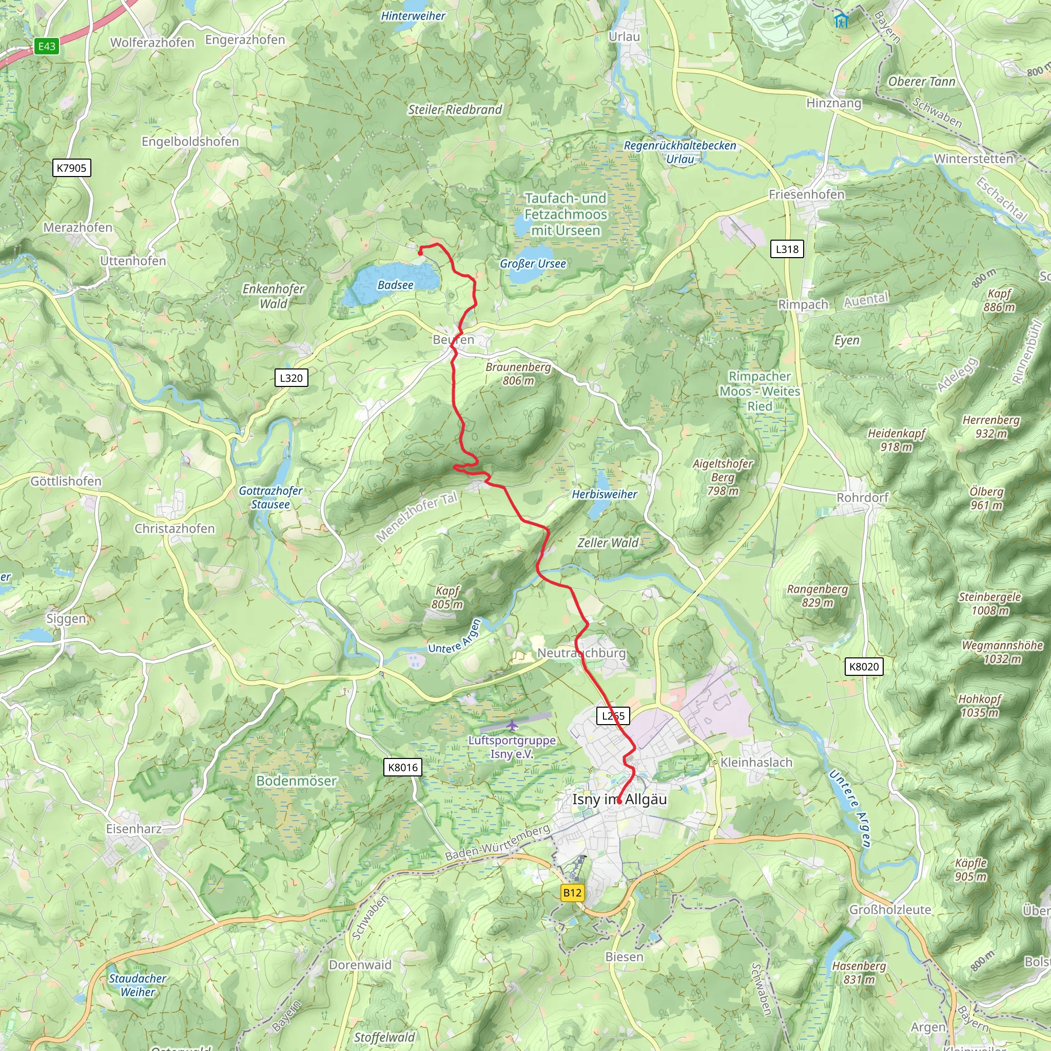 Badsee to Insy im Allgau Walk mobile static map