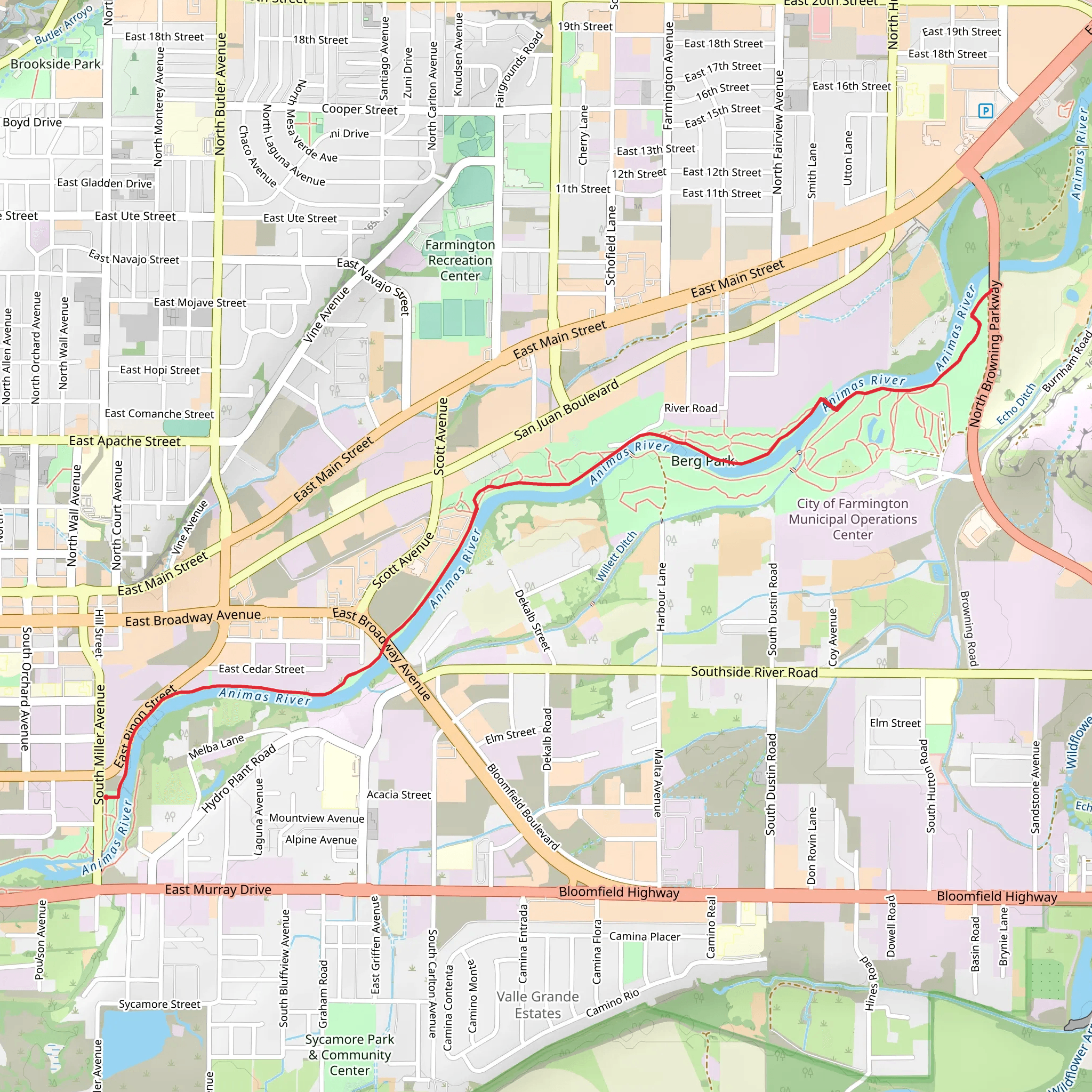 Animas River Trail mobile static map