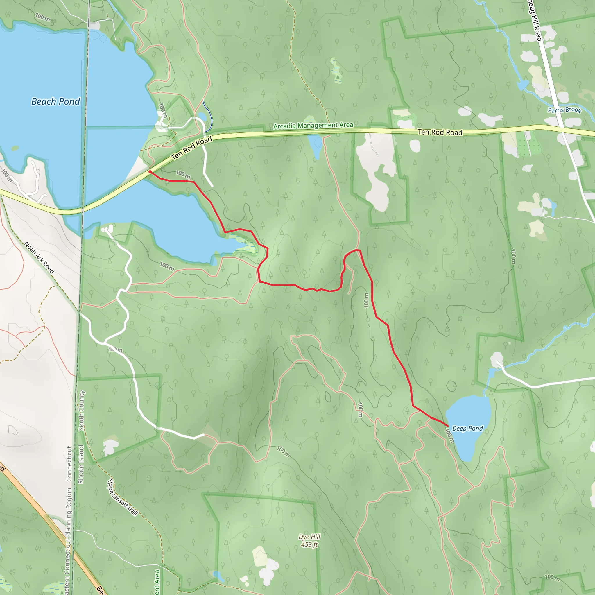 Deep Pond via Tippecansett Trail mobile static map