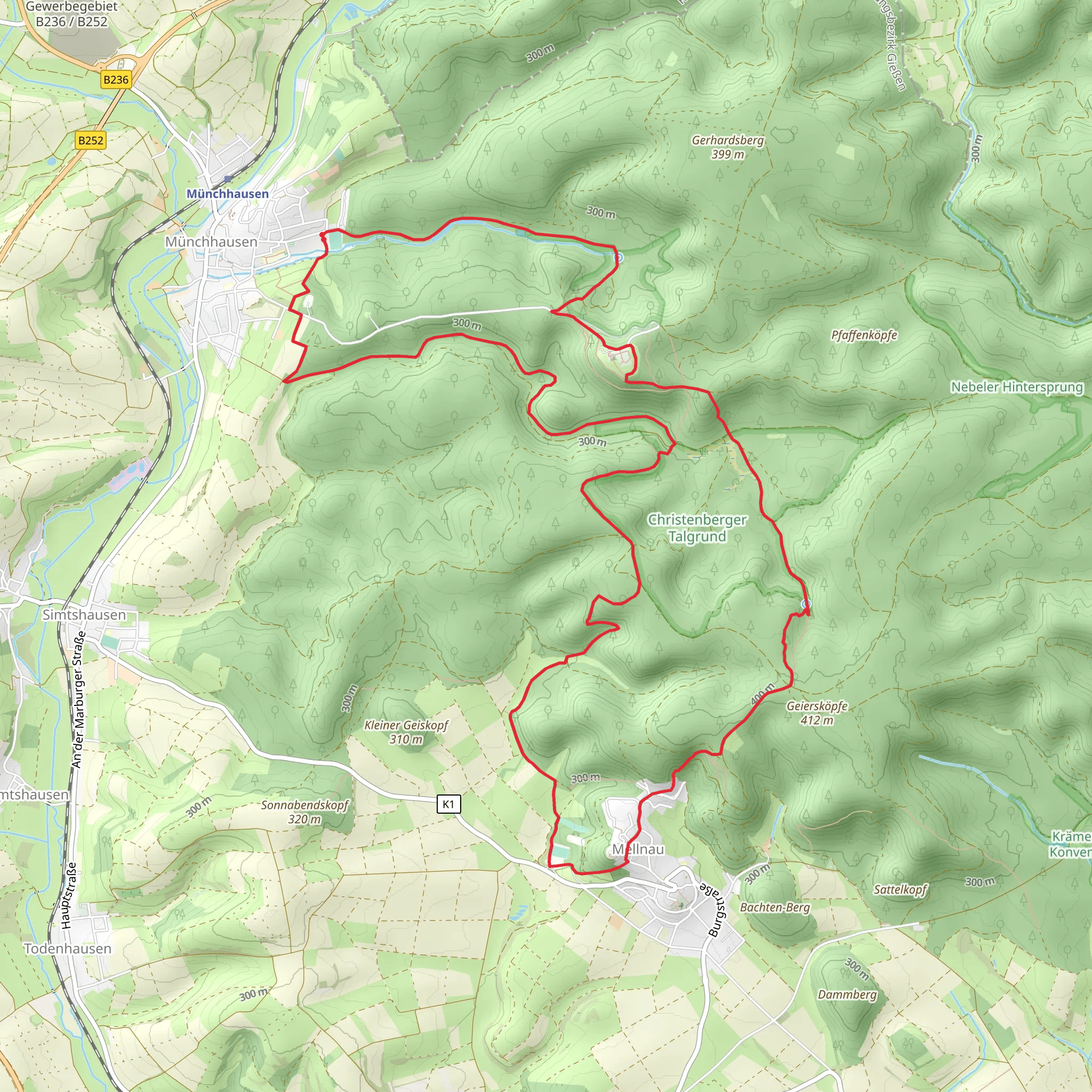Munchhausen to Mellnau Loop mobile static map