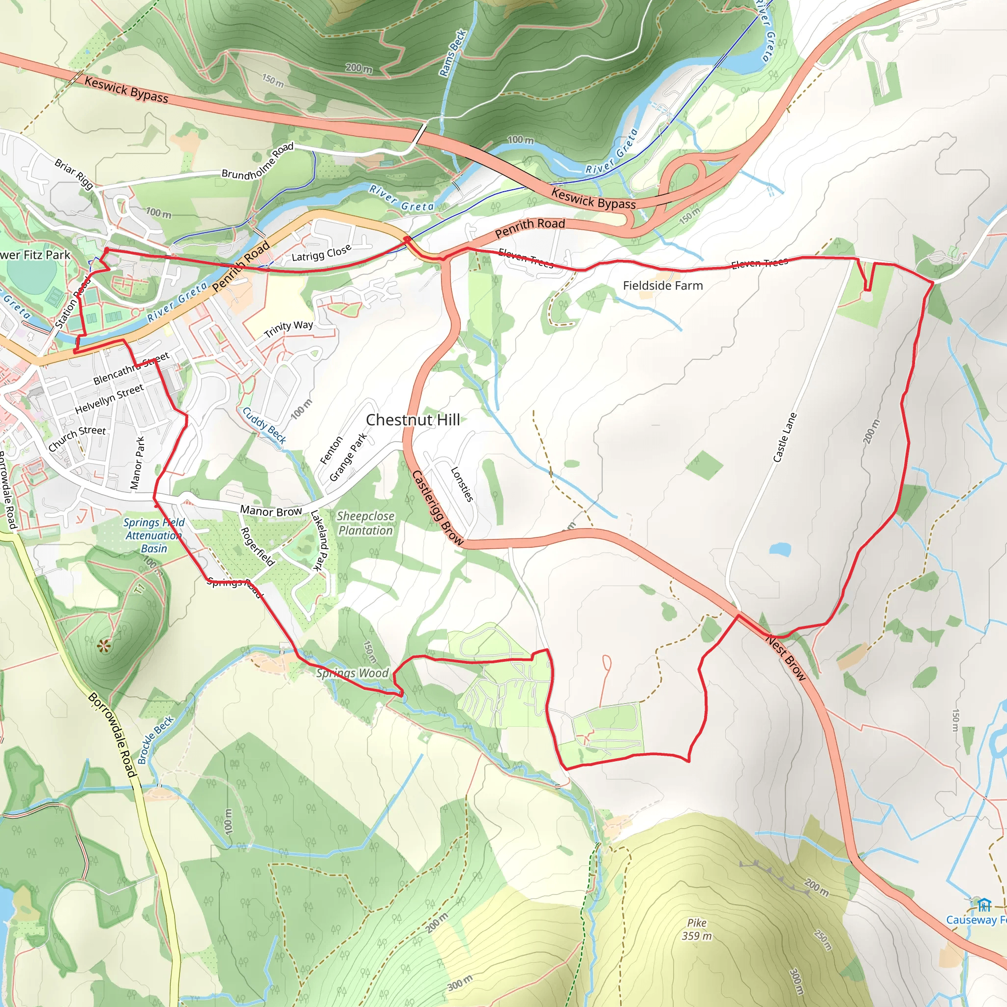 Keswick Loop via Castlerigg Stone Circle mobile static map