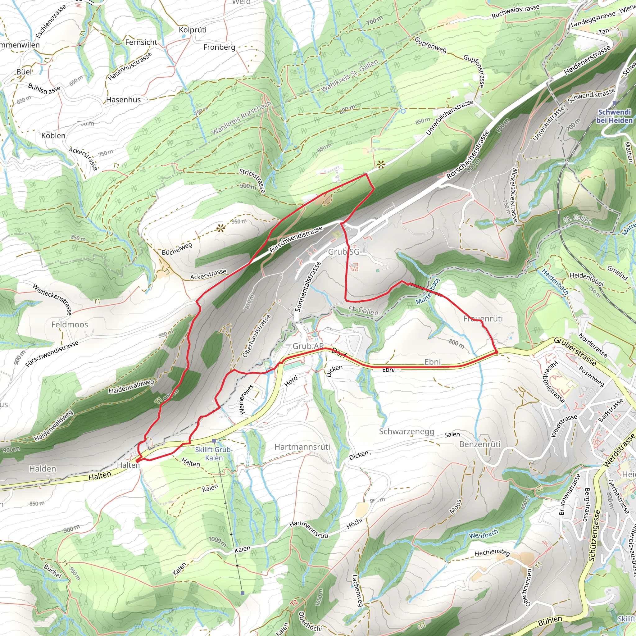 Heiden Loop Trail mobile static map